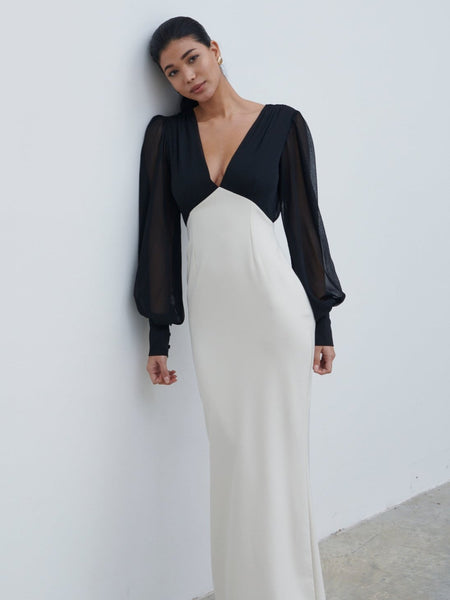 Ayla Contrast Maxi Dress - Black and White Pretty Lavish Ayla Contrast Maxi Dress - Black and White Pretty Lavish