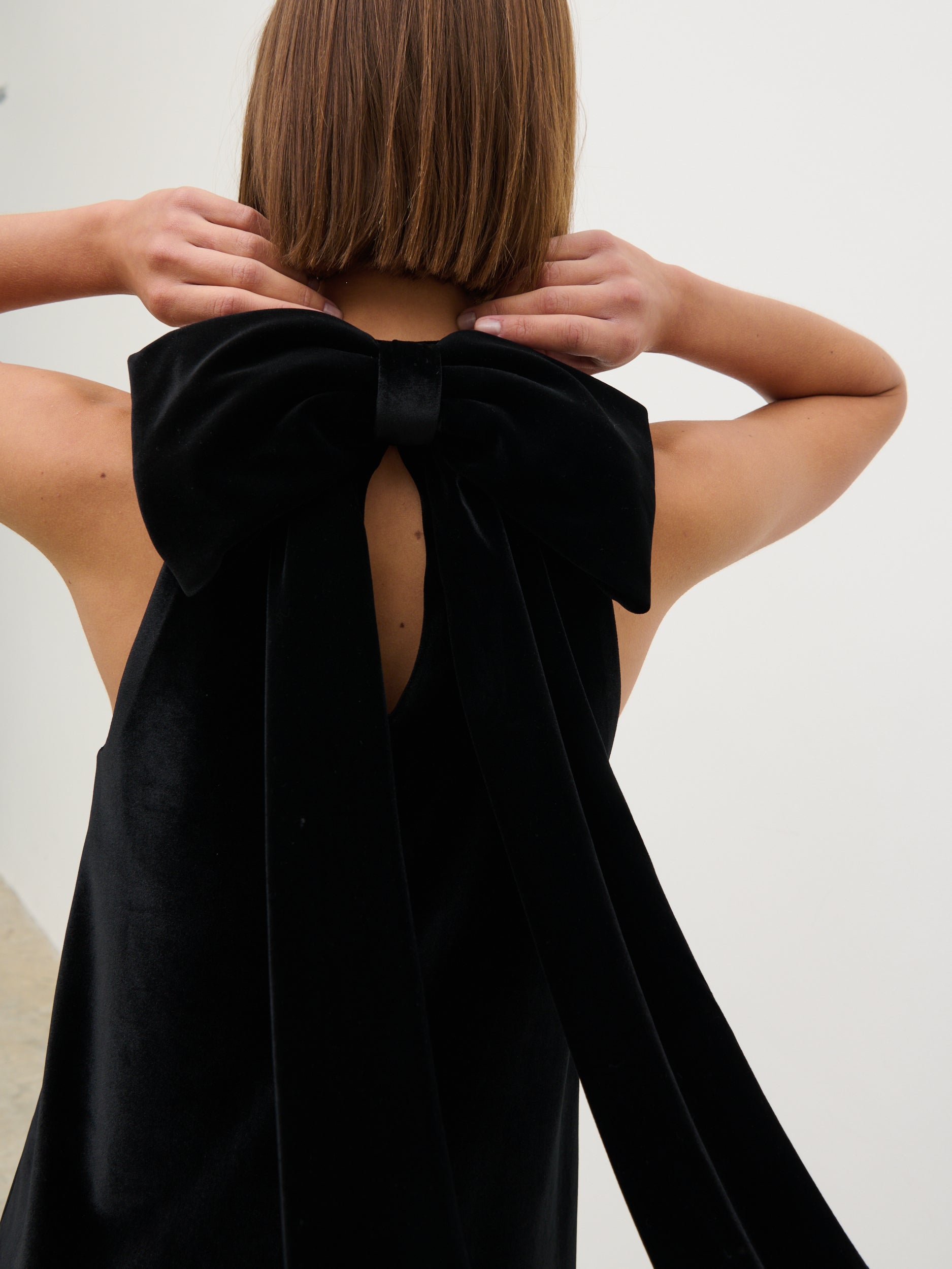 Bella Bow Velvet Mini Dress - Black Pretty Lavish Bella Bow Velvet Mini Dress - Black Pretty Lavish