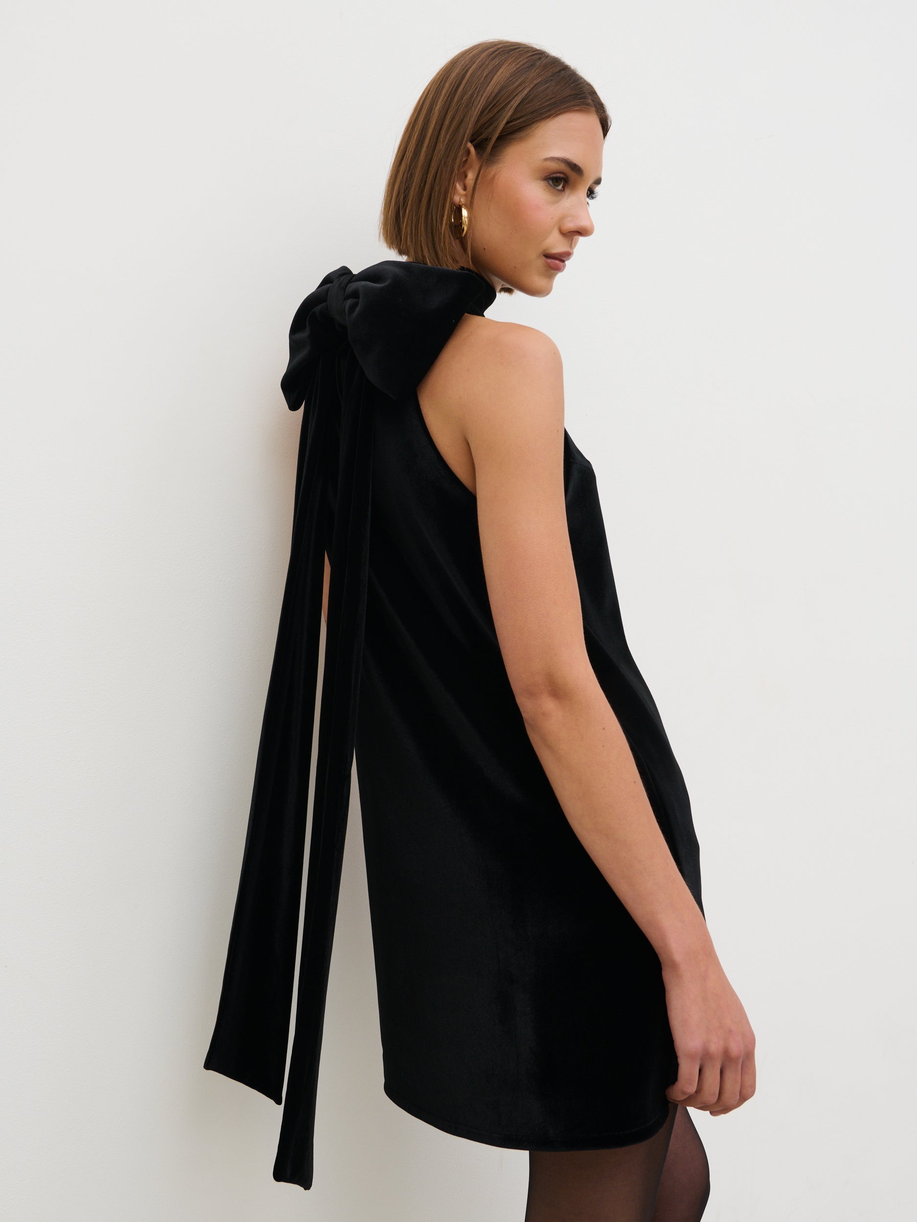 Bella Bow Velvet Mini Dress - Black Pretty Lavish Bella Bow Velvet Mini Dress - Black Pretty Lavish