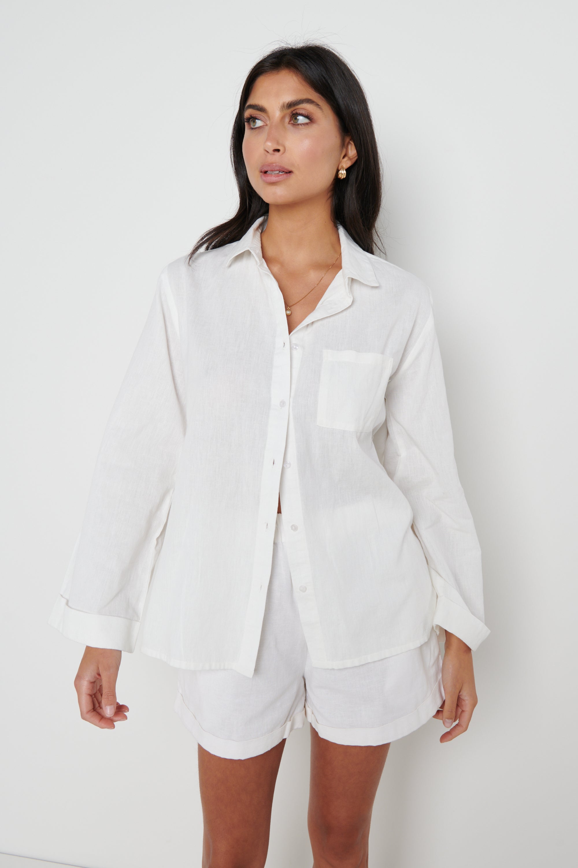 Belle Boxy Linen Shirt - White