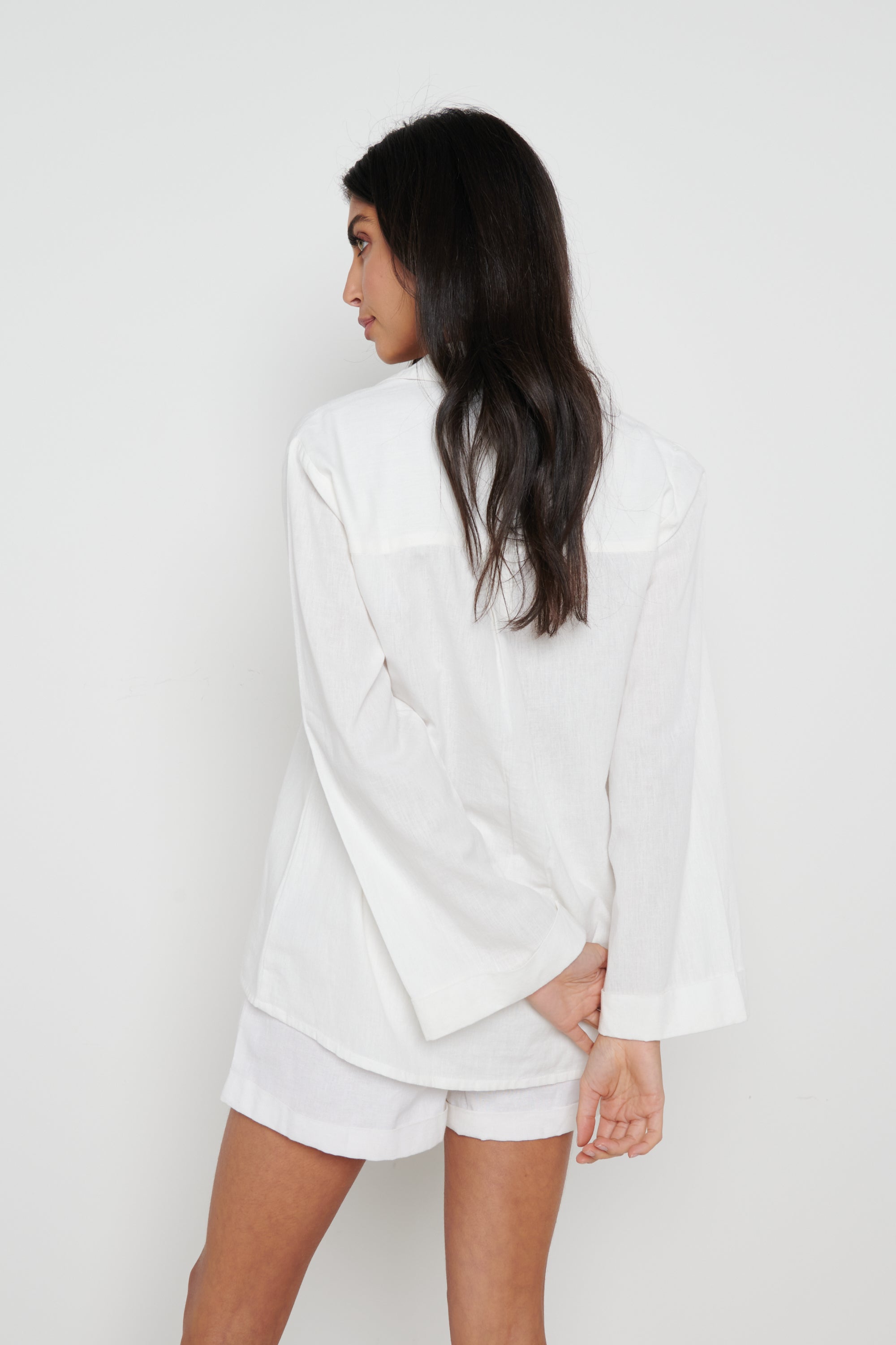 Belle Boxy Linen Shirt - White
