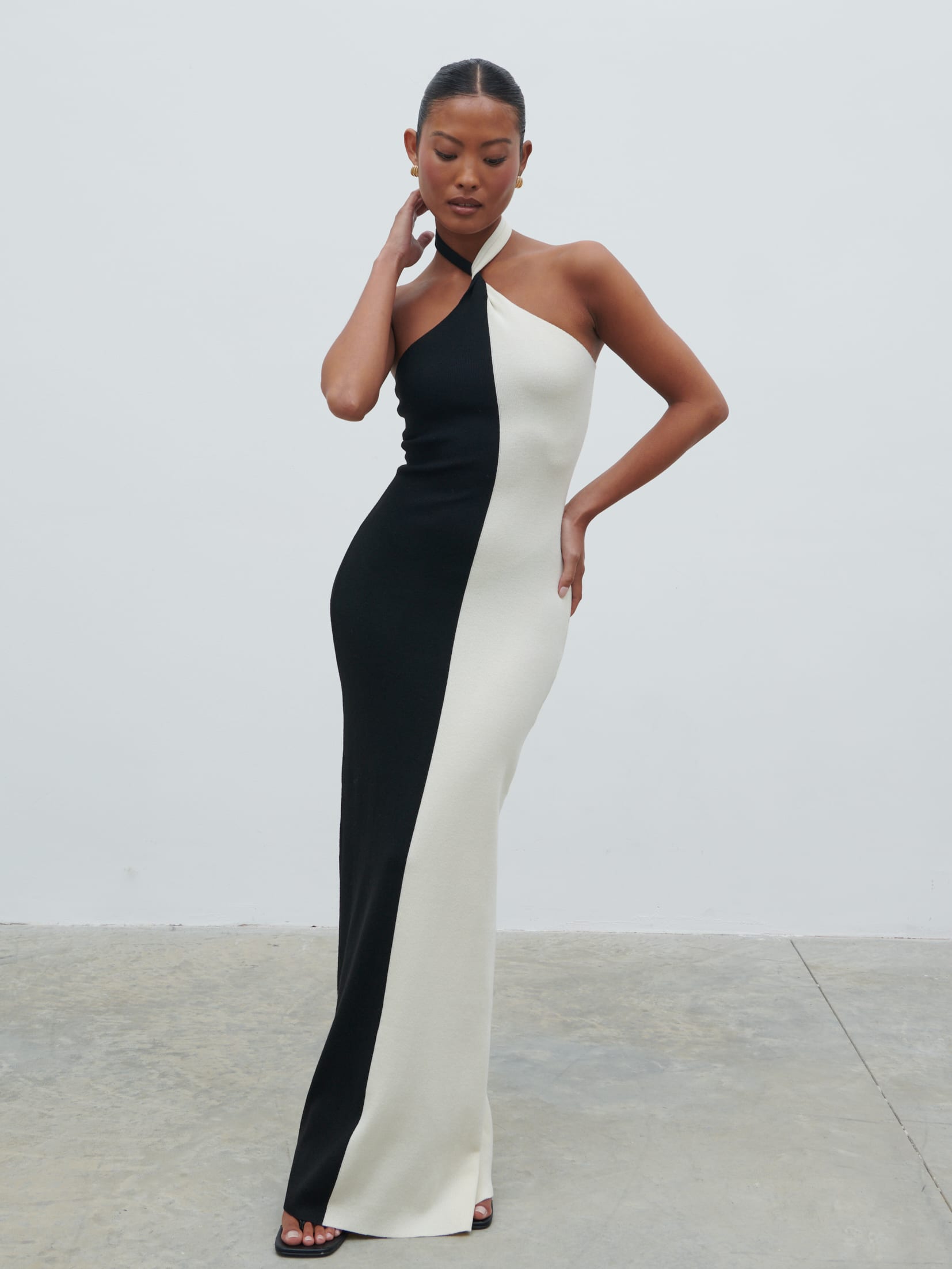Berkley Contrast Knit Maxi Dress - Cream and Black Berkley Contrast Knit Maxi Dress - Cream and Black