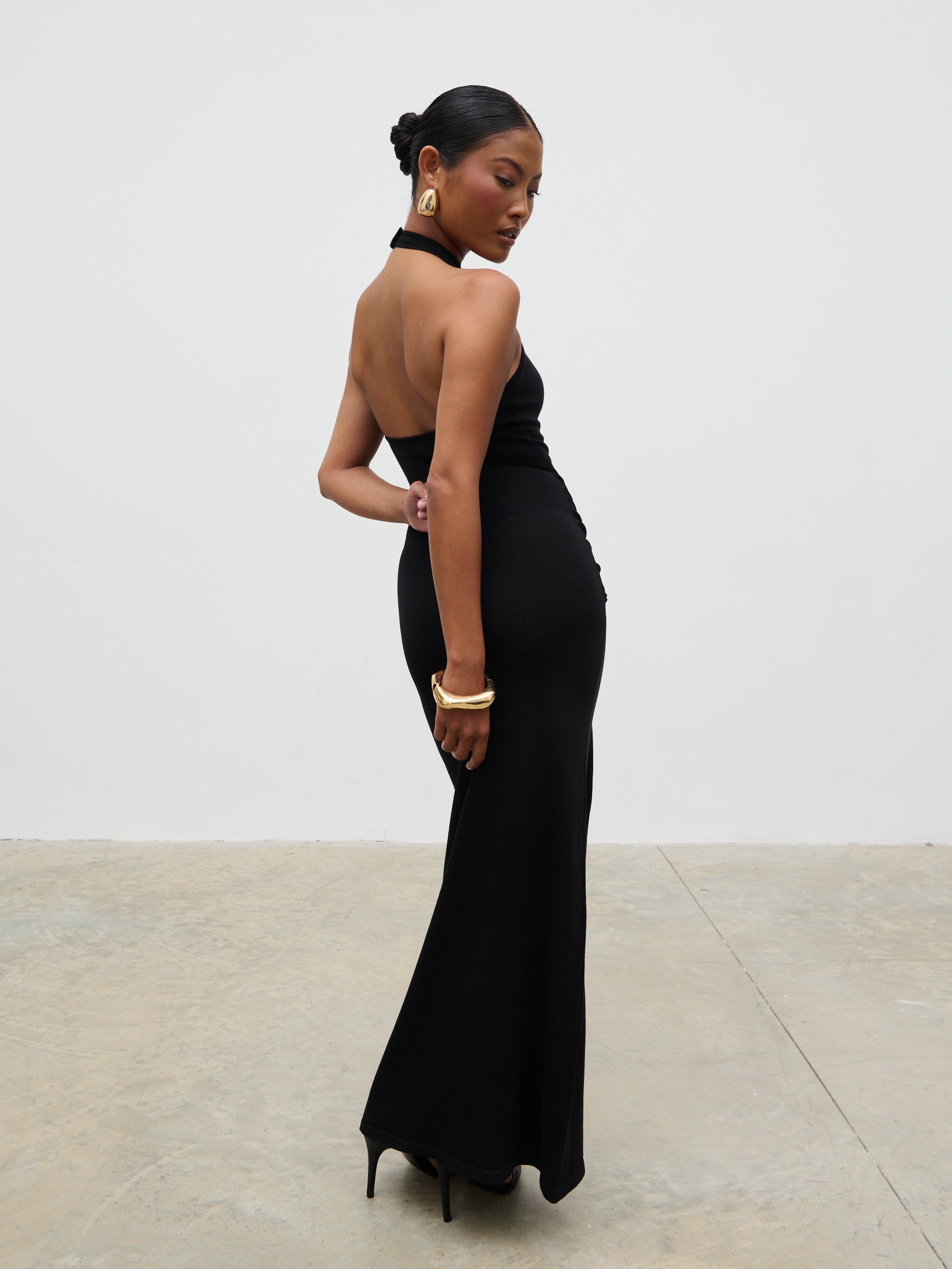 Bernelle Halterneck Tie Waist Knit Midaxi Dress - Black Pretty Lavish Bernelle Halterneck Tie Waist Knit Midaxi Dress - Black Pretty Lavish