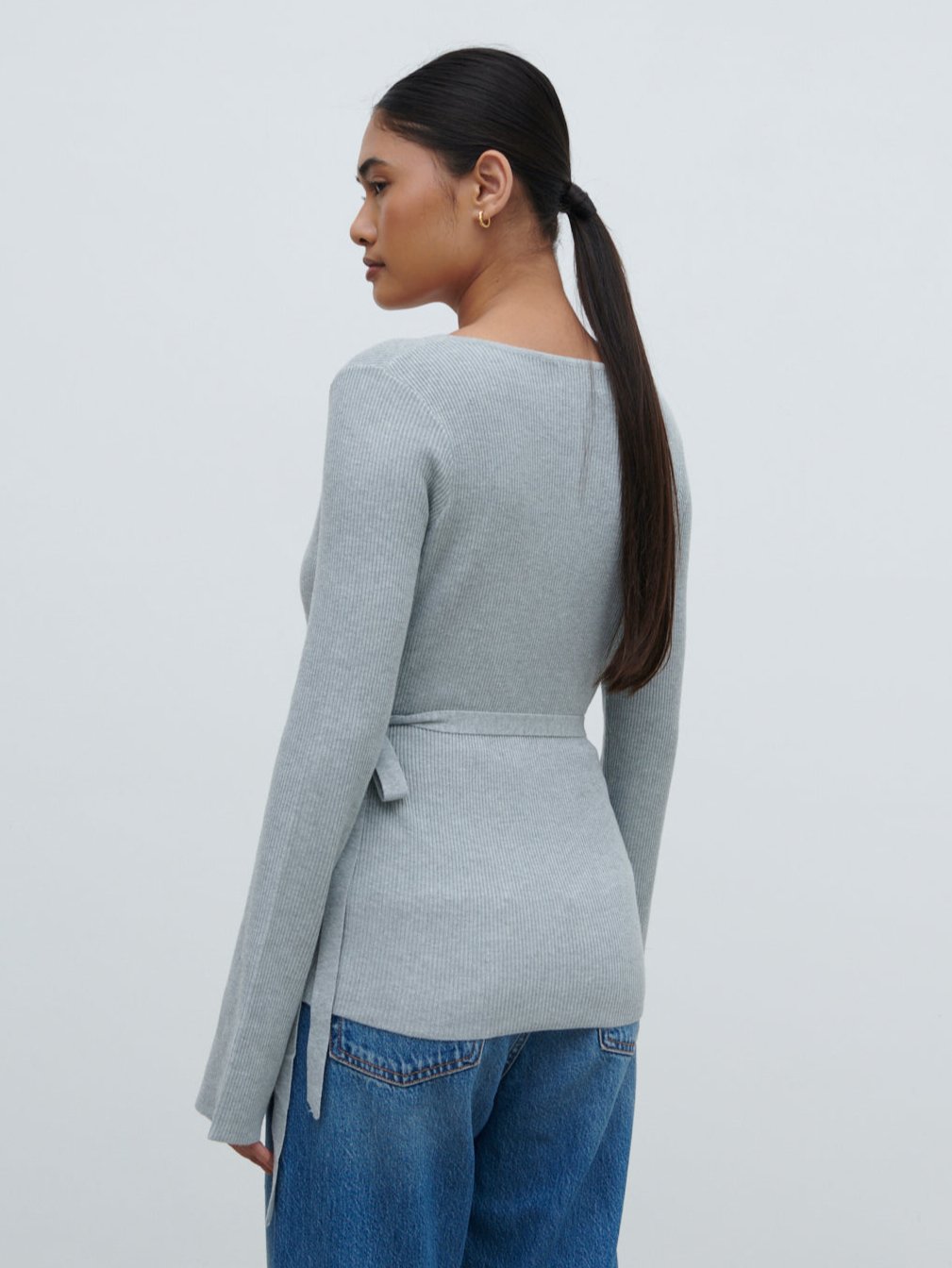 Bettie Wrap Knit Cardigan - Grey Marl