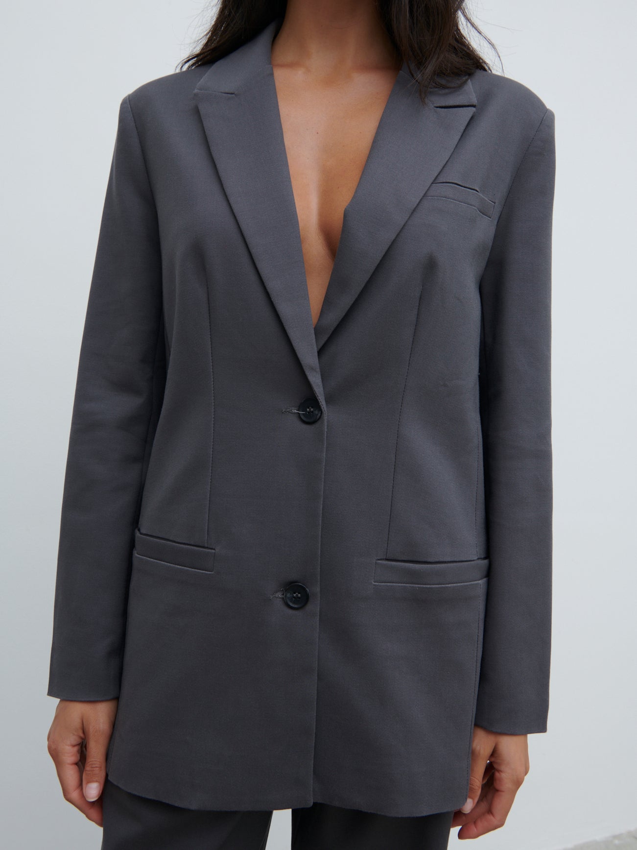 Brady Oversized Boxy Blazer - Graphite Grey