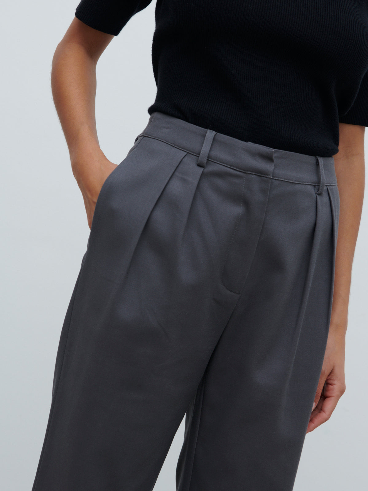 Brady Front Pleat Trousers - Graphite Grey