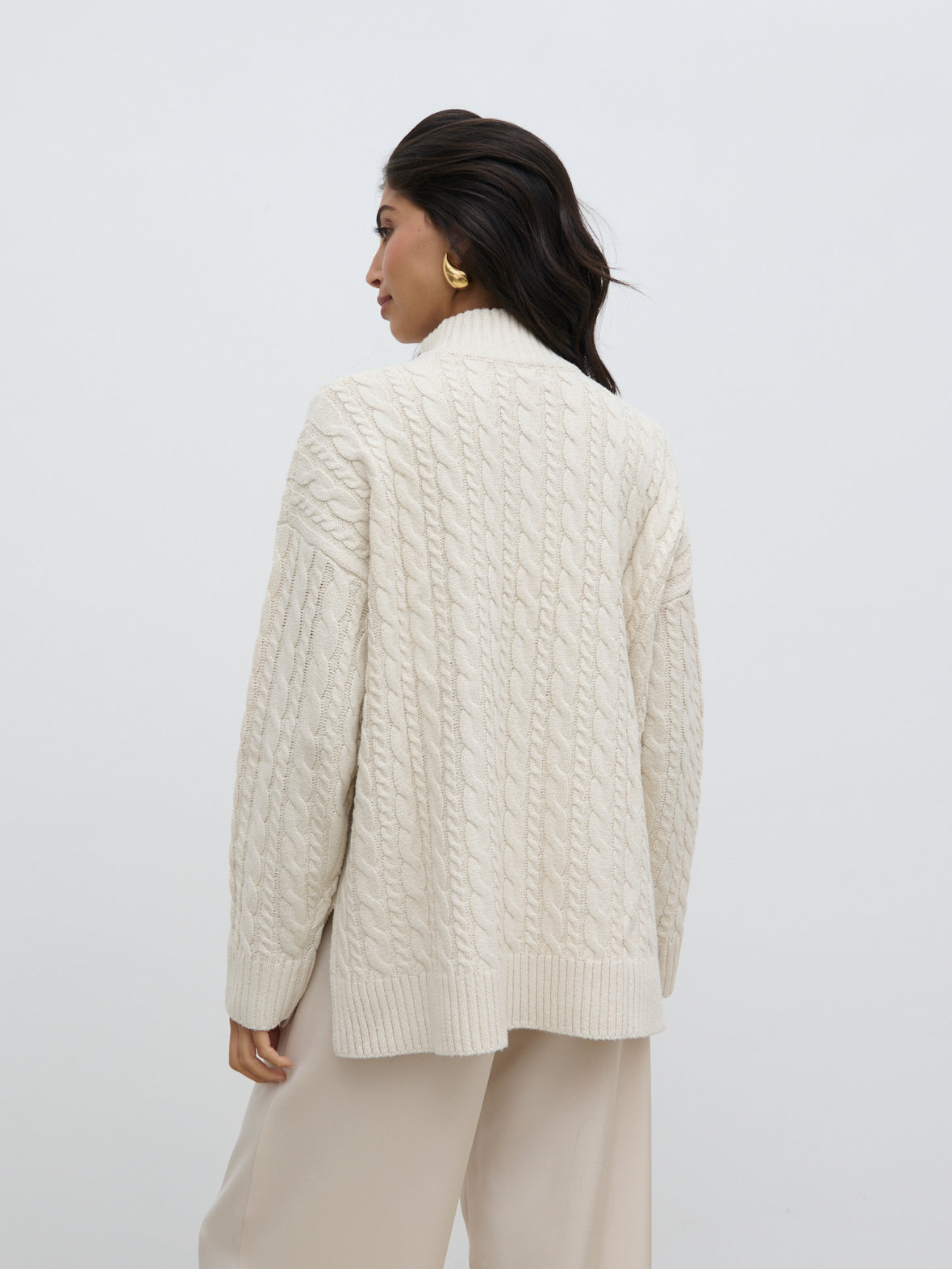 Braelyn Zip Collared Knit Jumper - Cream