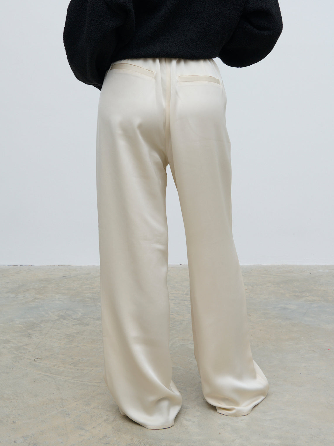 Breya Satin Drawstring Trousers - Oyster