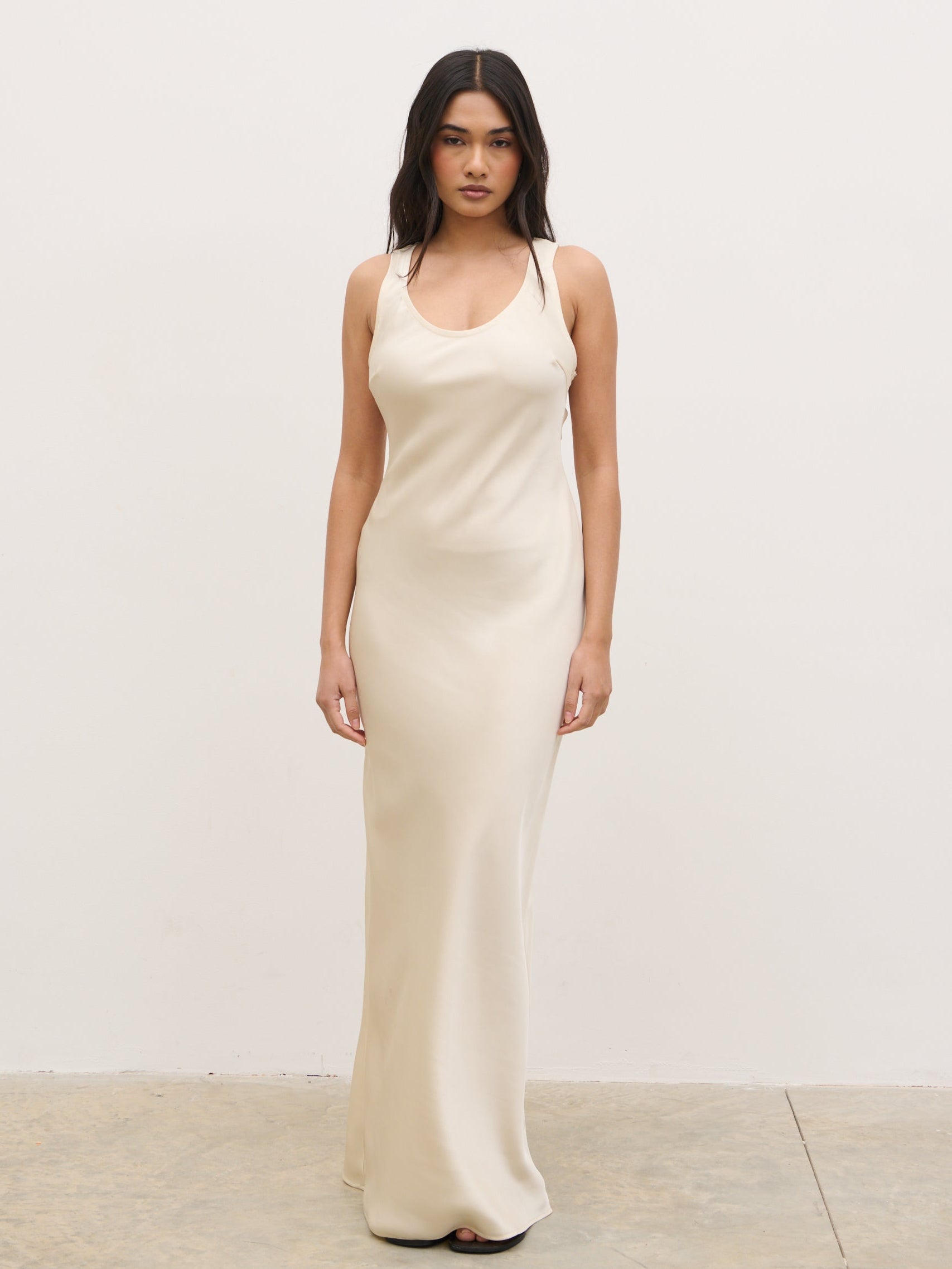Breya Sleeveless Slip Maxi Dress - Oyster Pretty Lavish Breya Sleeveless Slip Maxi Dress - Oyster Pretty Lavish