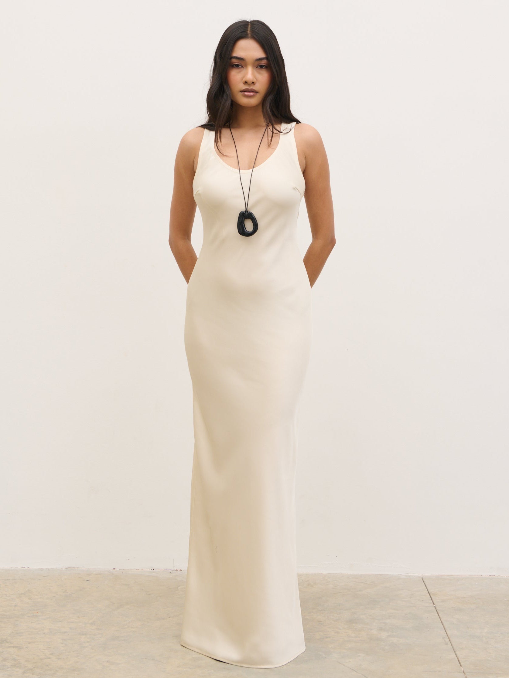 Breya Sleeveless Slip Maxi Dress - Oyster Pretty Lavish Breya Sleeveless Slip Maxi Dress - Oyster Pretty Lavish