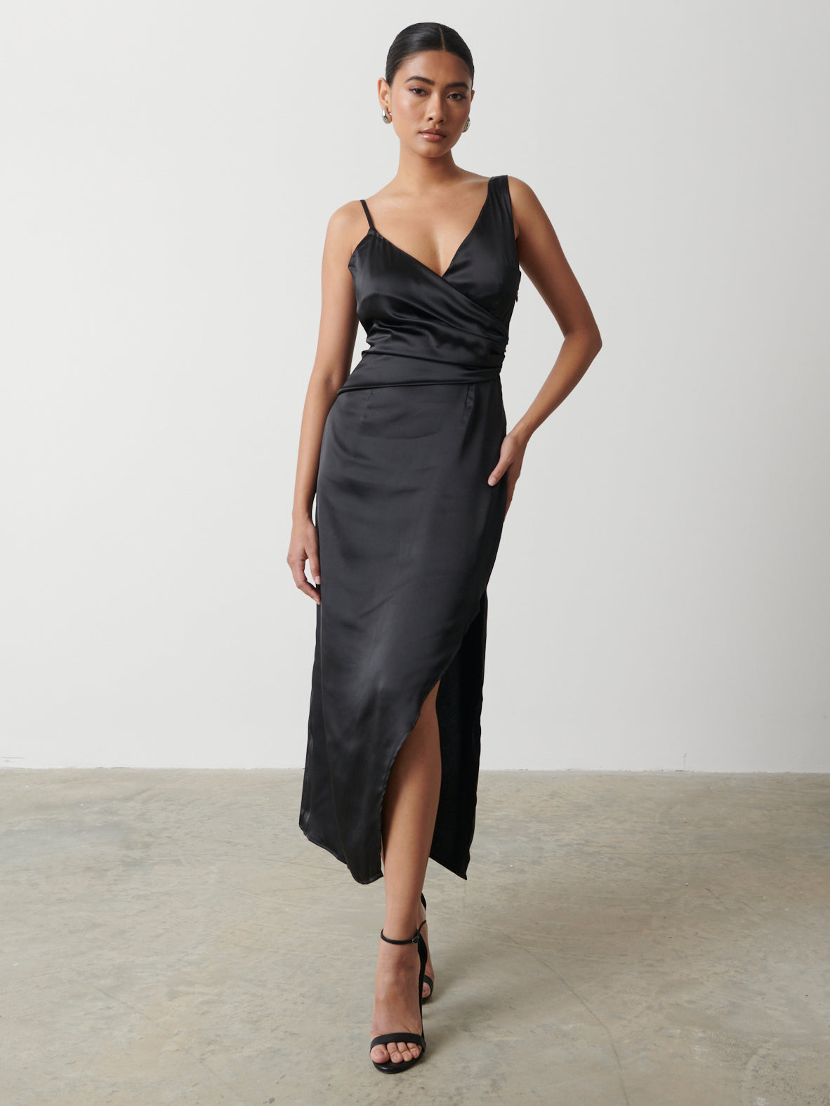 Briella Wrap Recycled Midaxi Dress - Black