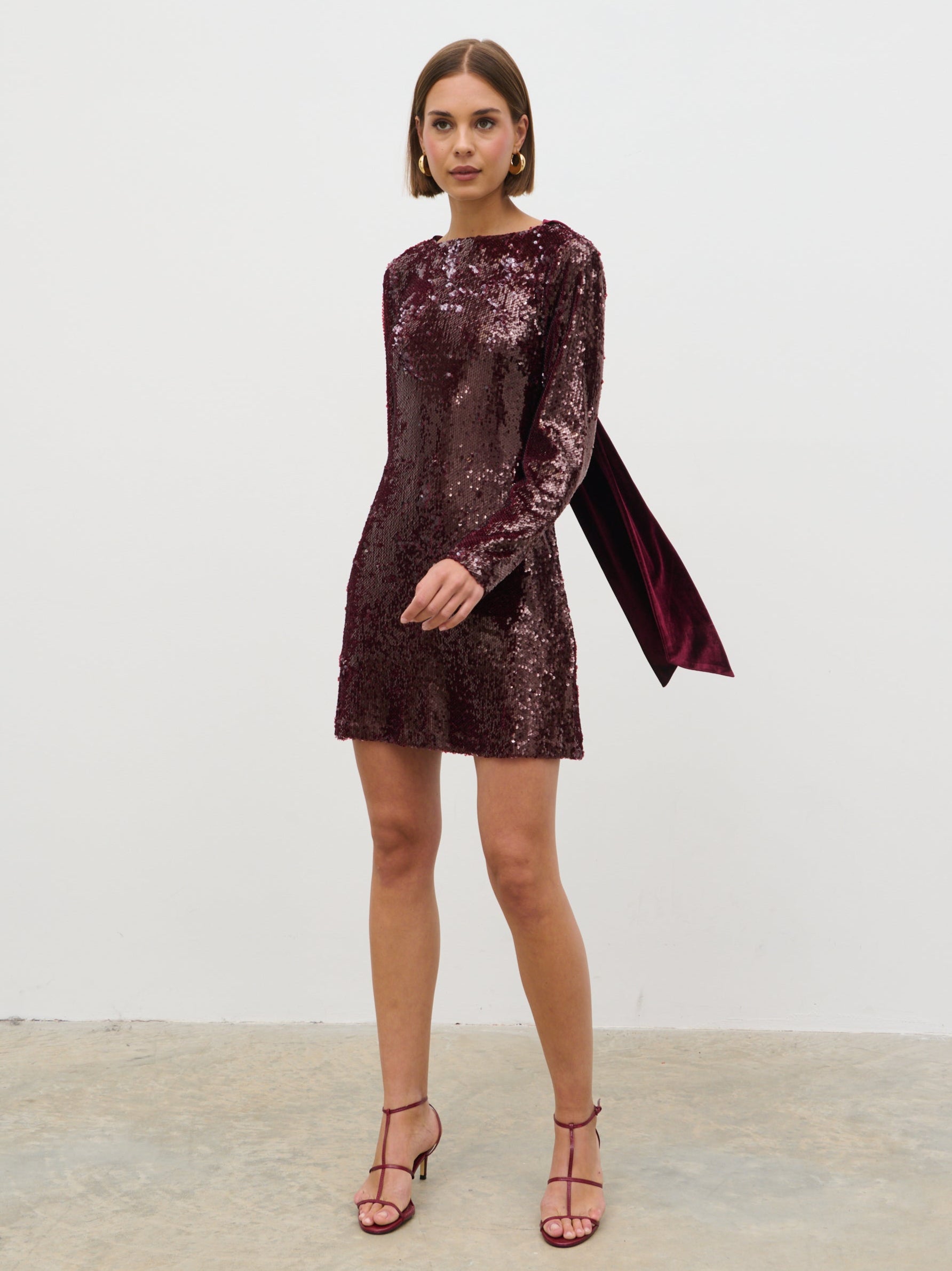 burgundy sequin dress uk Pretty Lavish Gene Bandeau Sequin Midaxi Dress - Burgundy