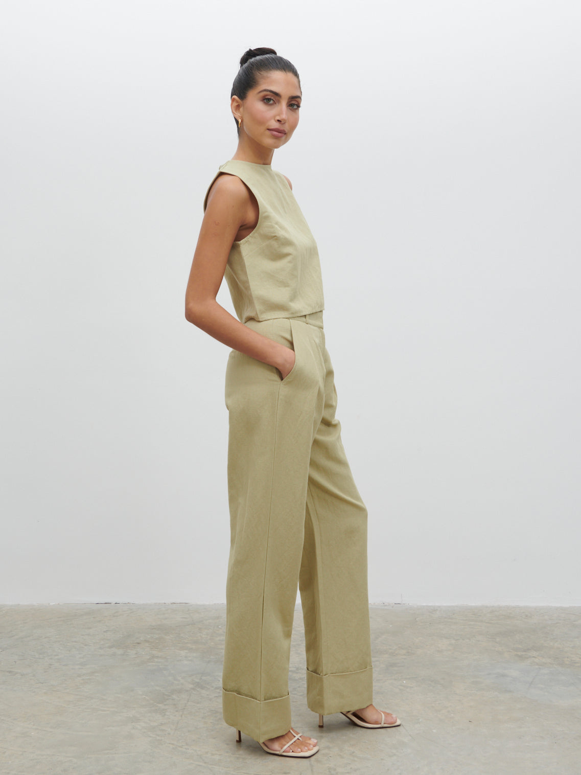 Bryony Linen Trousers - Olive