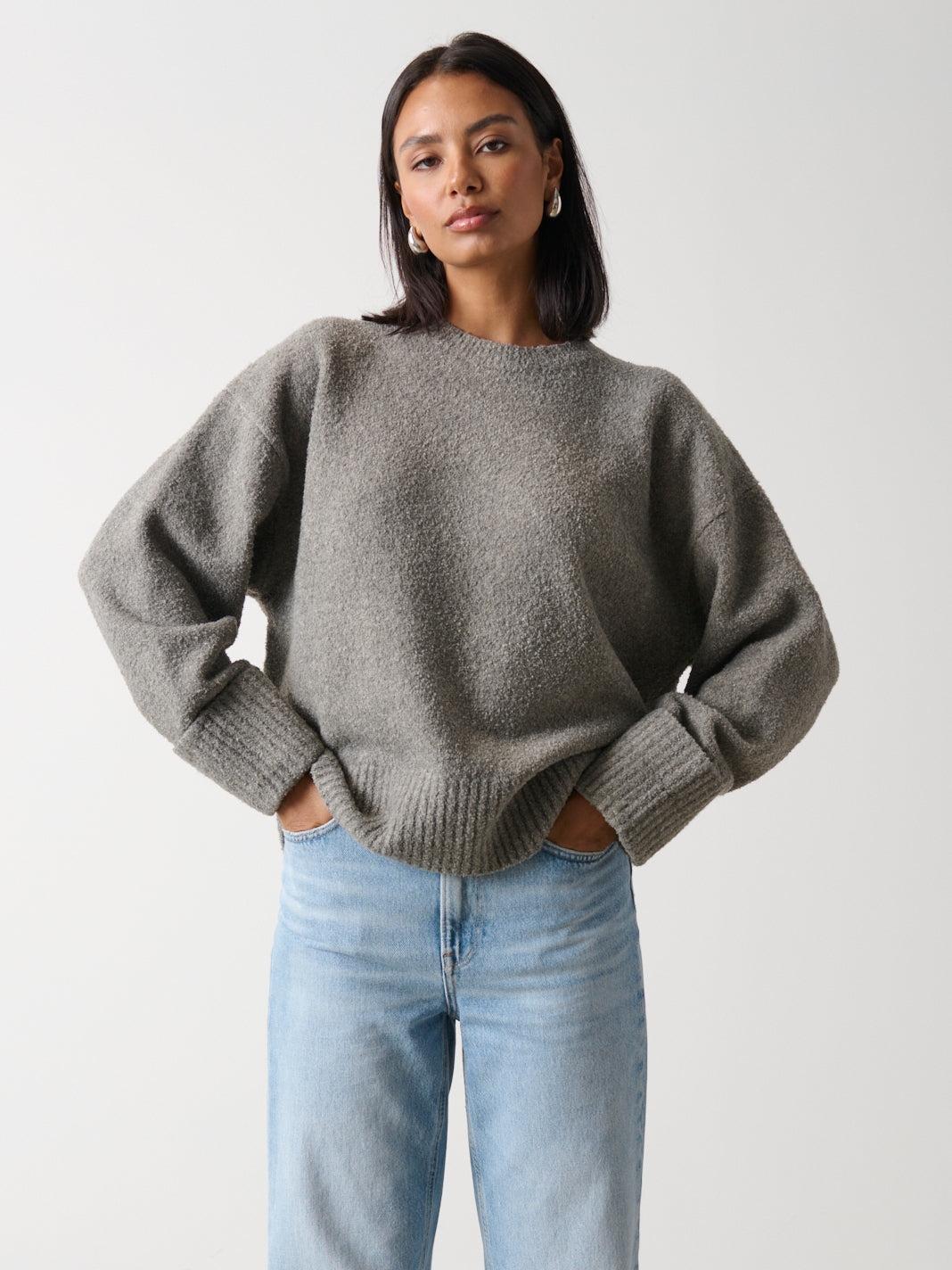 Camille Oversized Borg Jumper - Charcoal