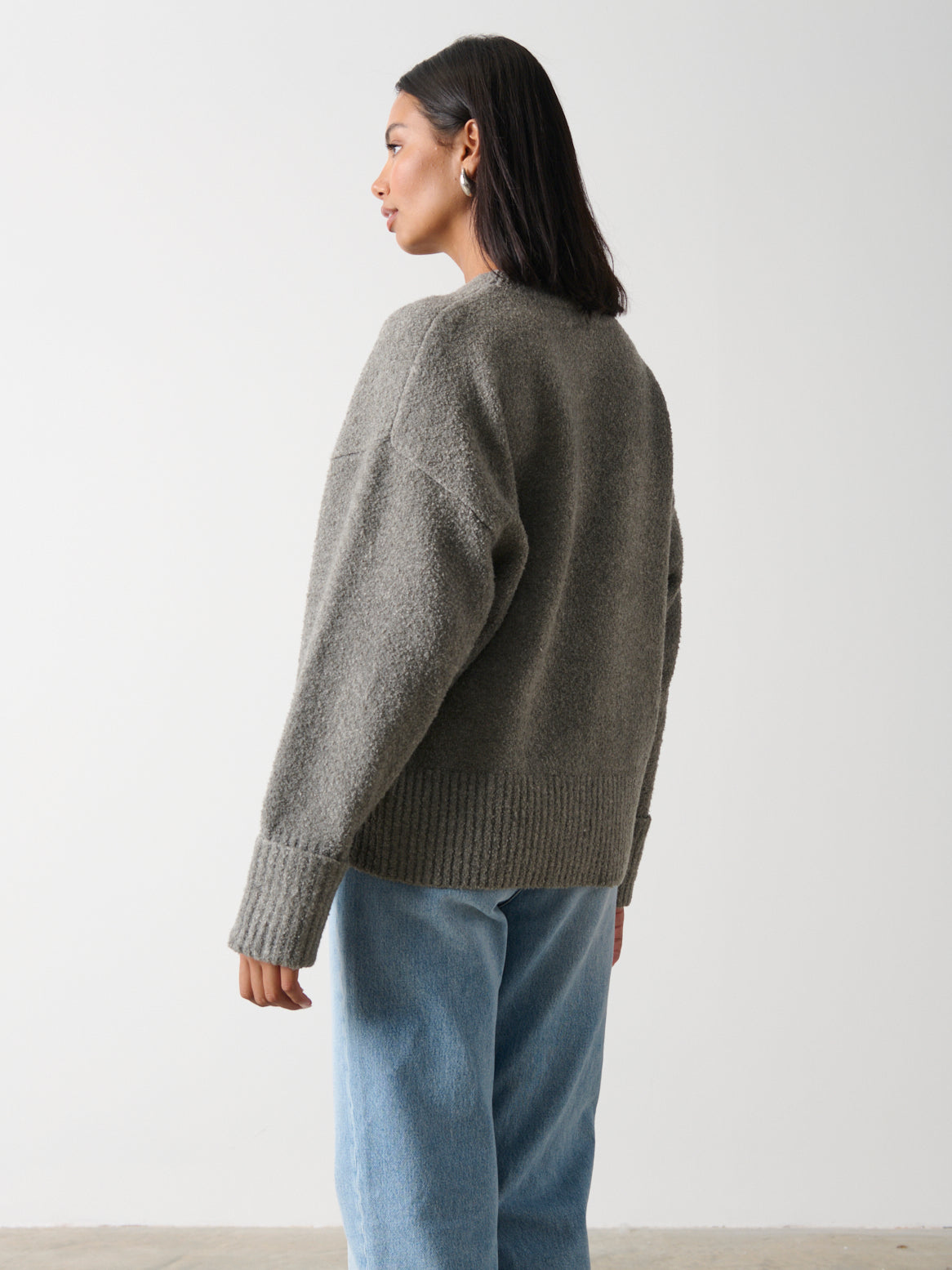 Camille Oversized Borg Jumper - Charcoal