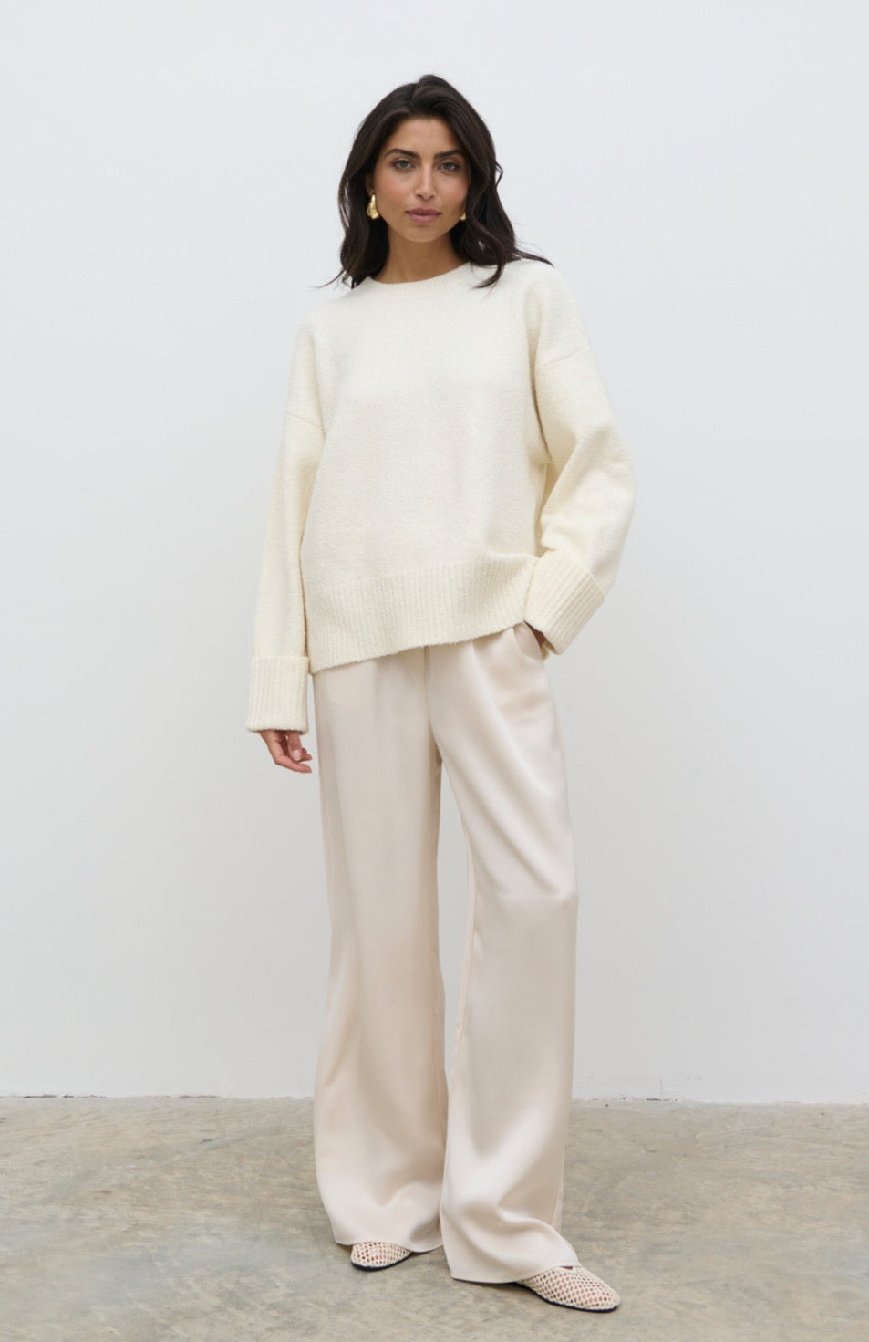 Camille Oversized Borg Jumper - Cream