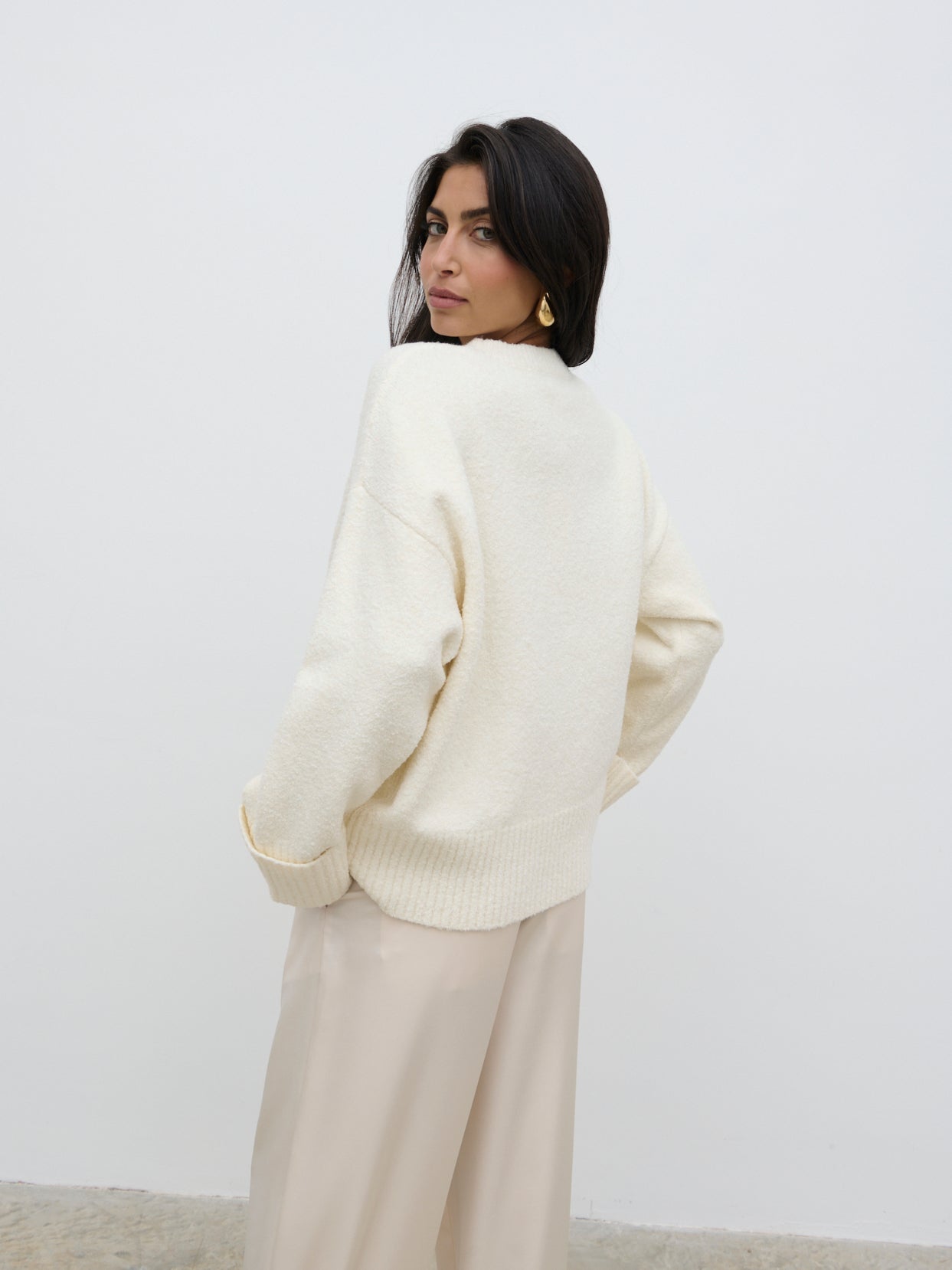 Camille Oversized Borg Jumper - Cream