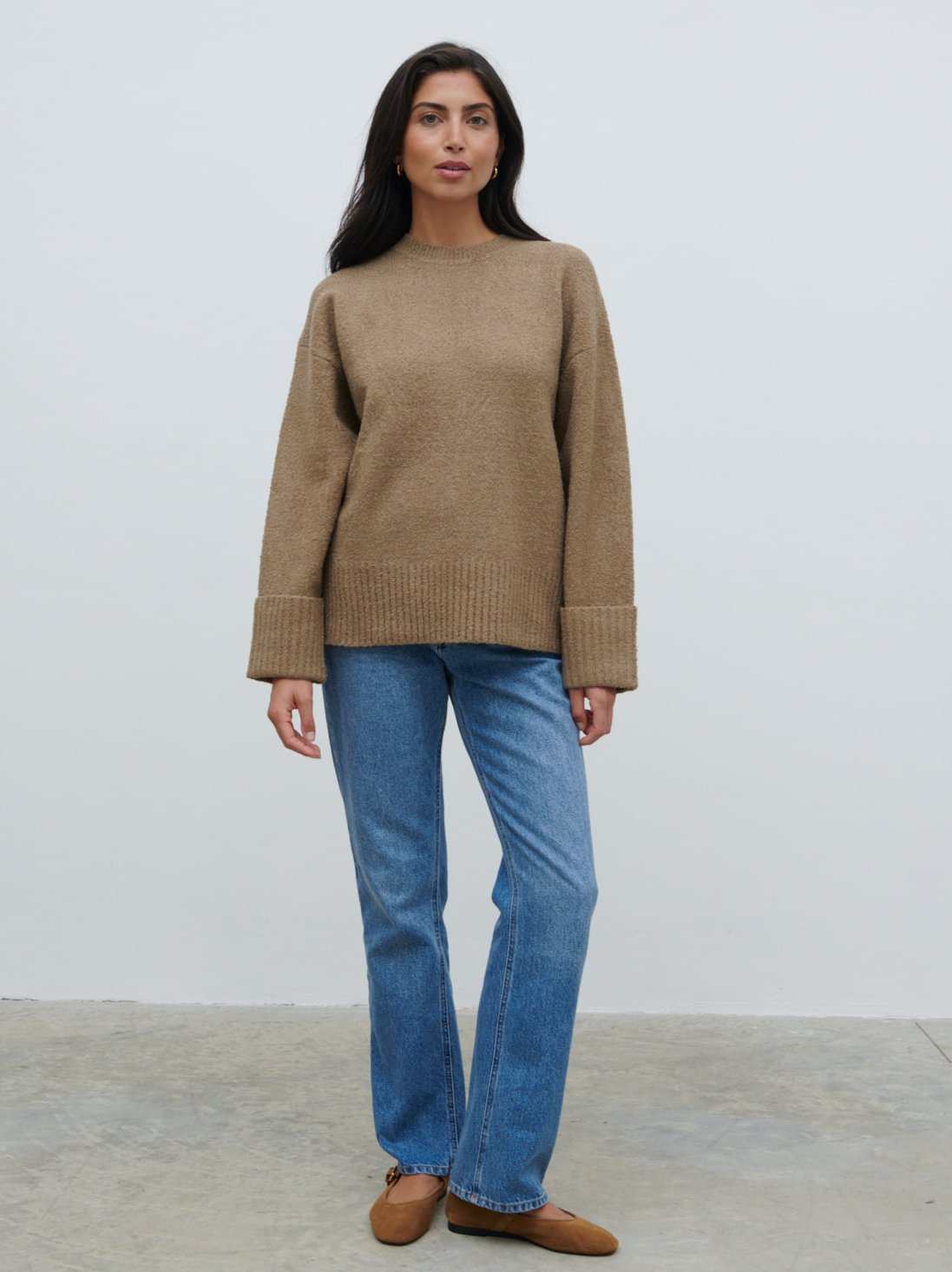 Camille Oversized Borg Jumper - Light Brown