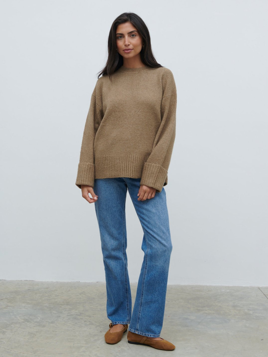 Camille Oversized Borg Jumper - Light Brown