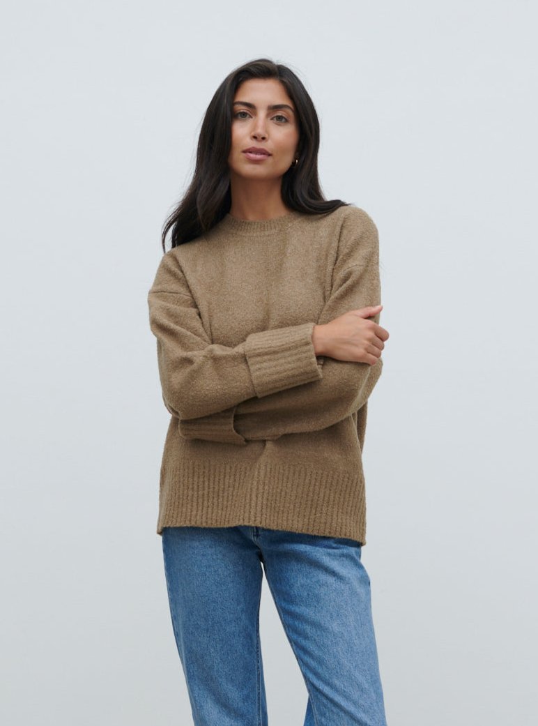 Camille Oversized Borg Jumper - Light Brown