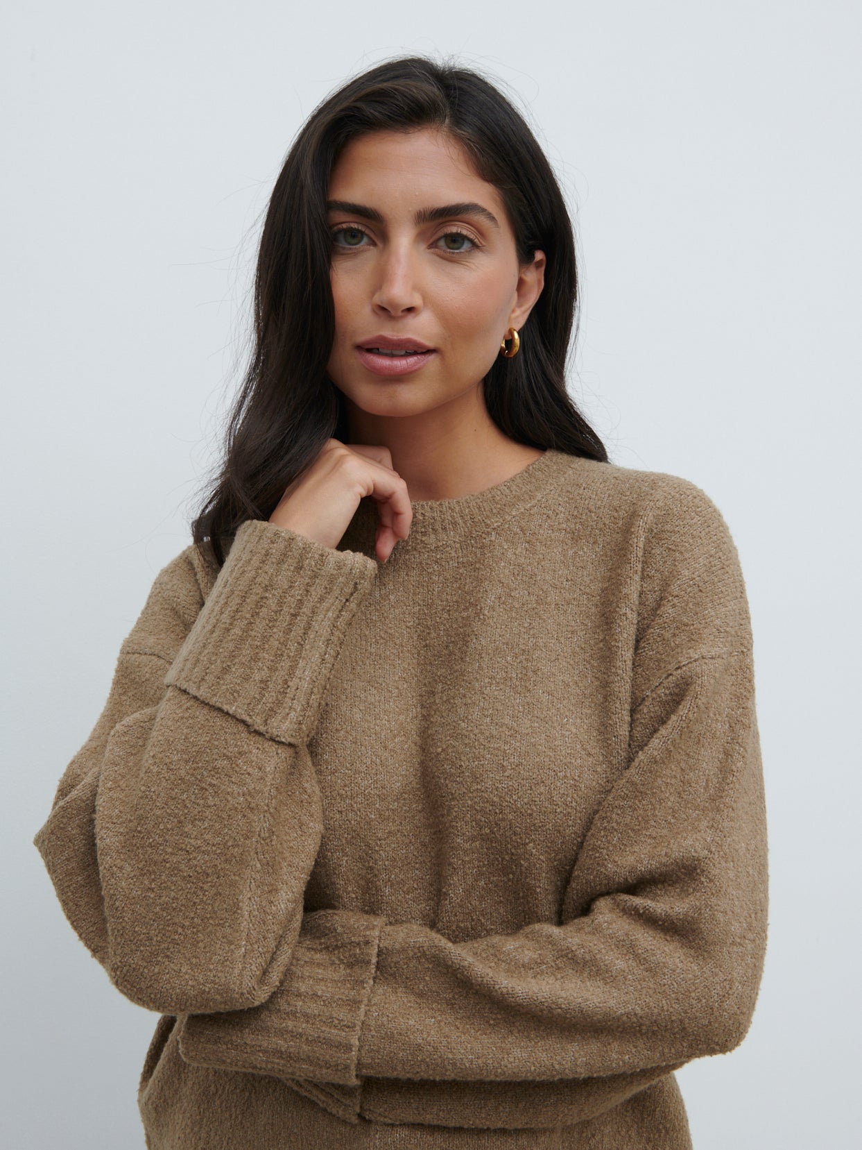 Camille Oversized Borg Jumper - Light Brown