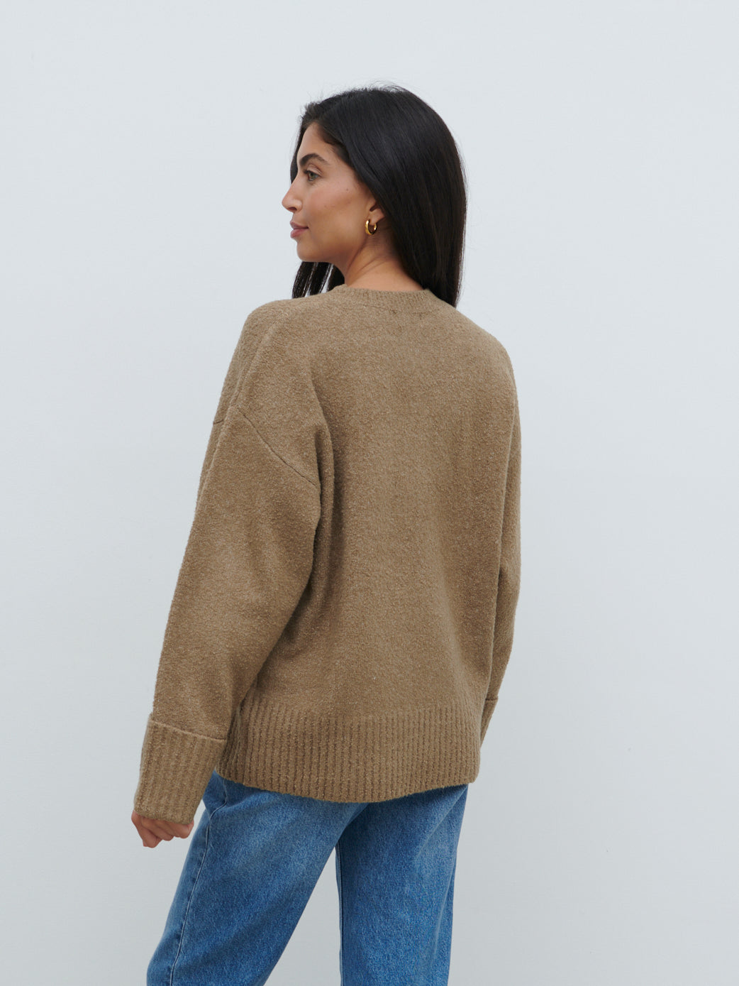 Camille Oversized Borg Jumper - Light Brown