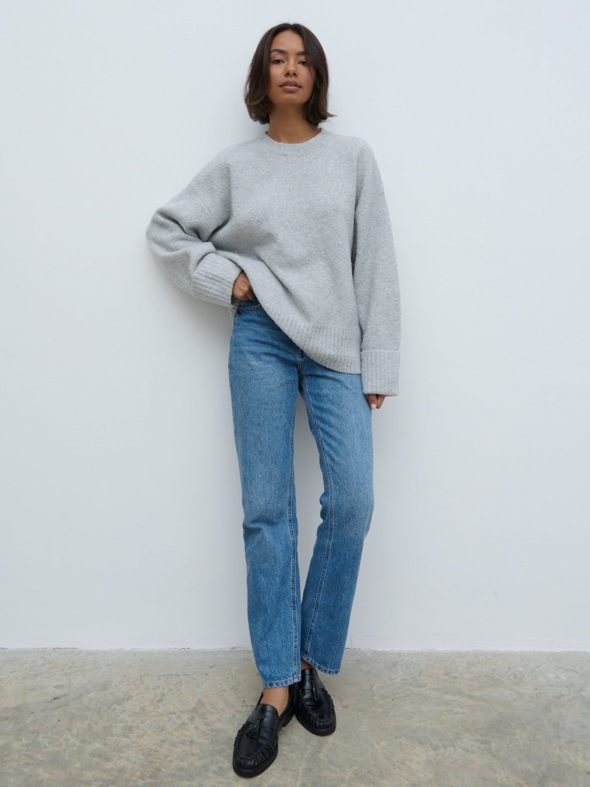 Camille Oversized Borg Jumper - Grey