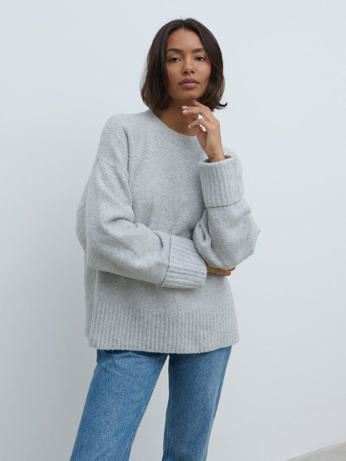 Camille Oversized Borg Jumper - Grey