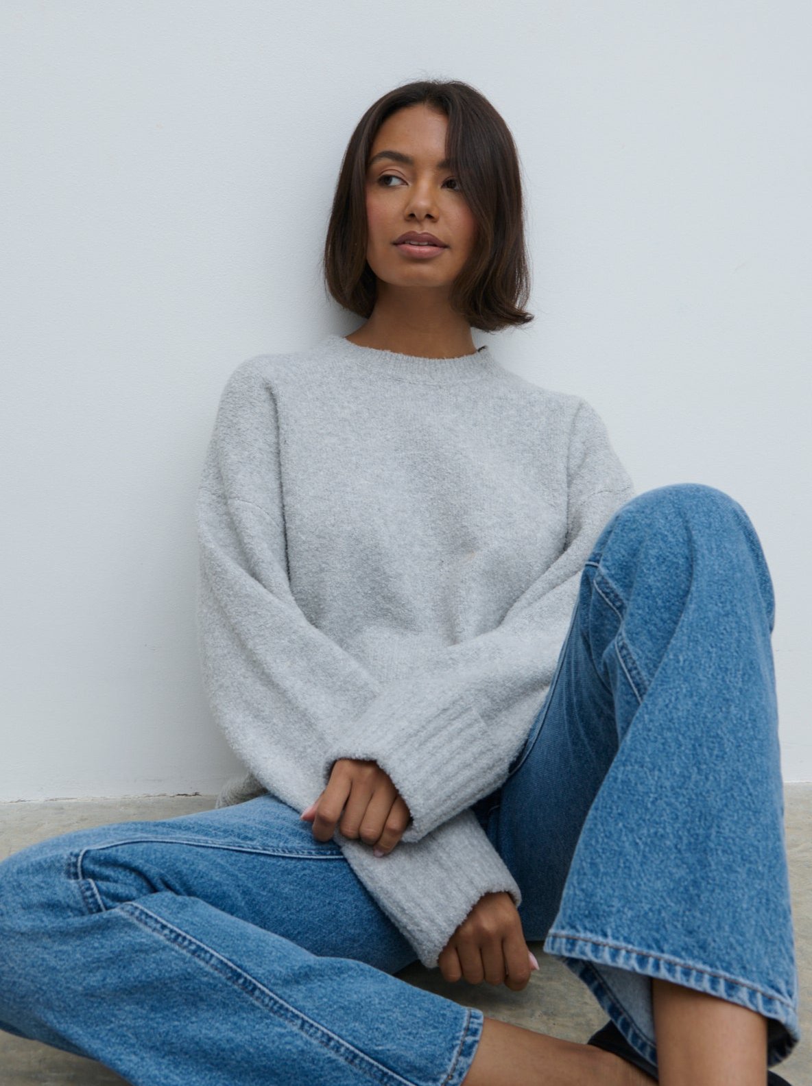 Camille Oversized Borg Jumper - Grey