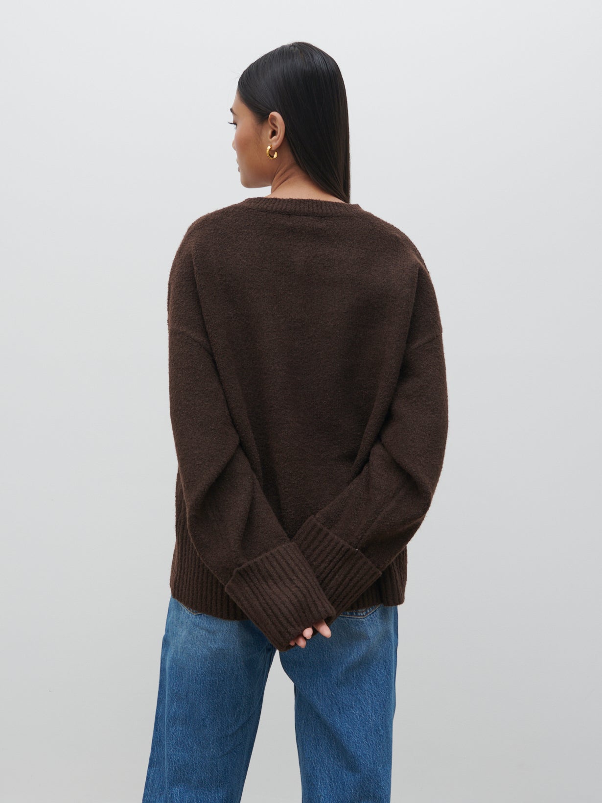 Camille Oversized Borg Jumper - Brown