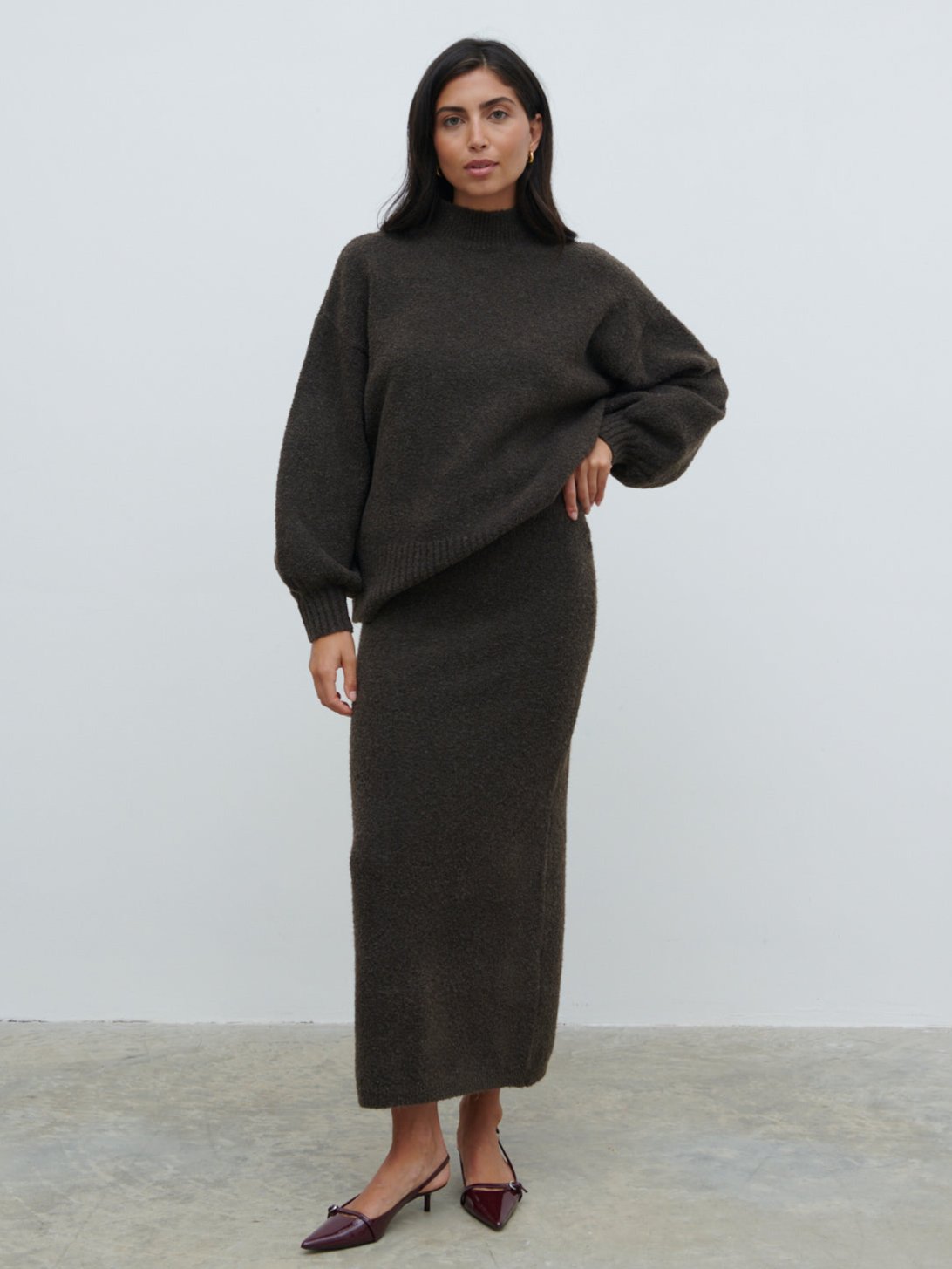 Camille Midaxi Knit Skirt - Bark