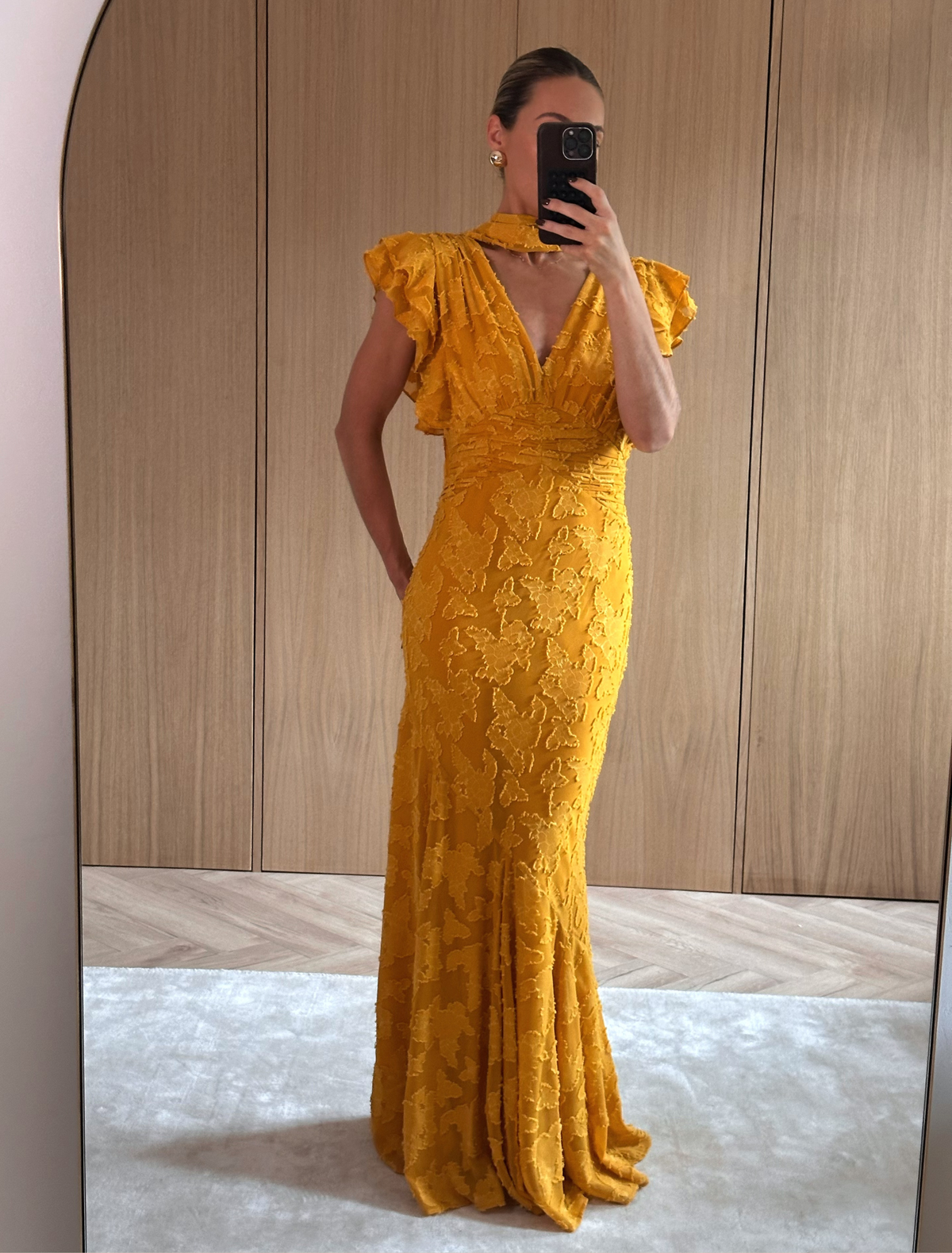 Katelynn Frill Jacquard Maxi Dress Ochre