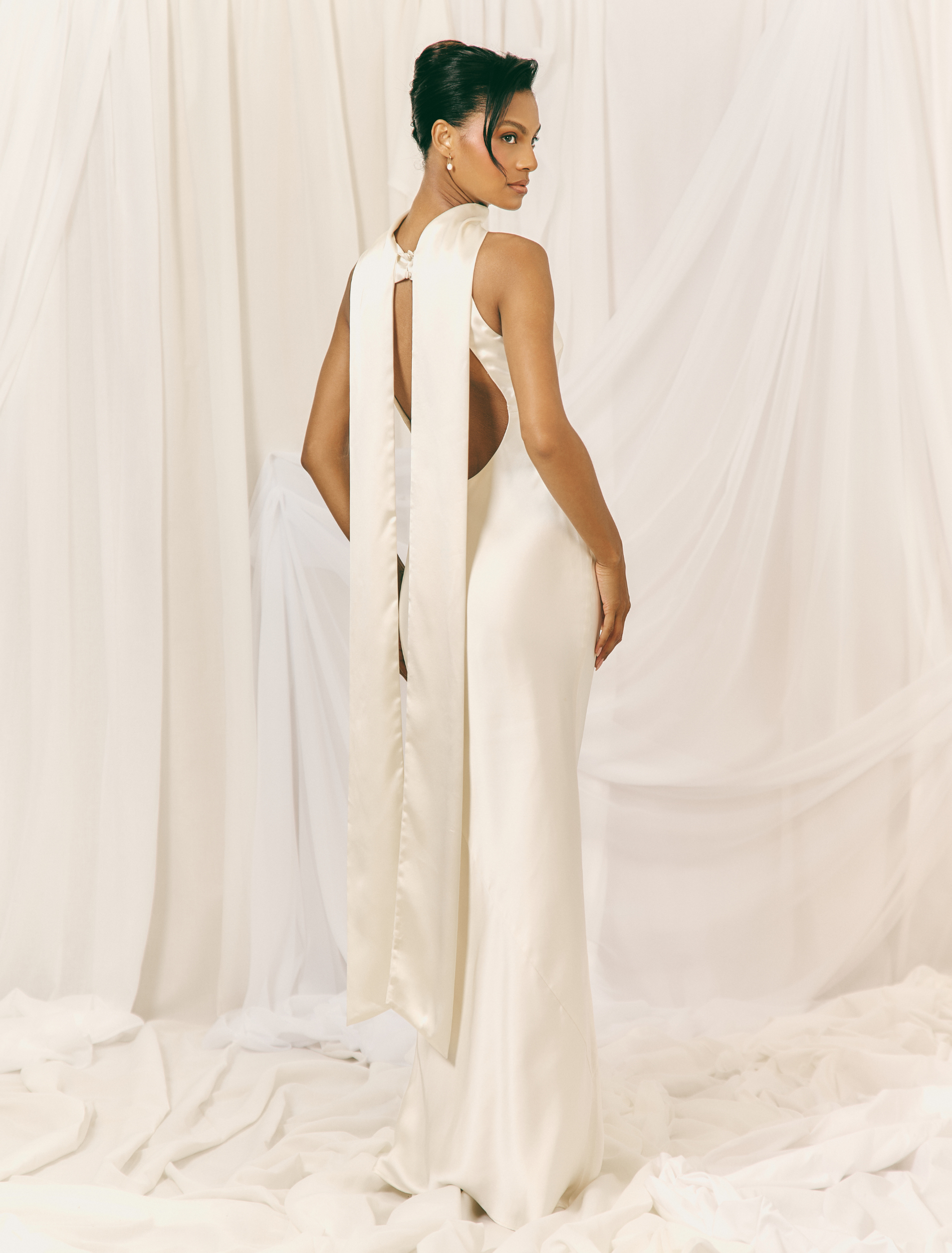 Lethe Scarf Backless Maxi Dress - Ivory Lethe Scarf Backless Maxi Dress - Ivory