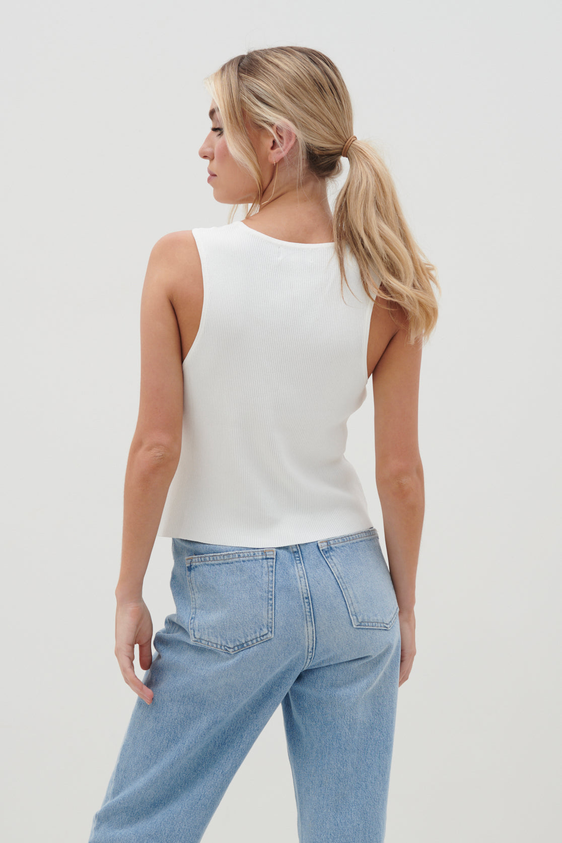 Casey Sleeveless Button Top - Cream curated on LTK