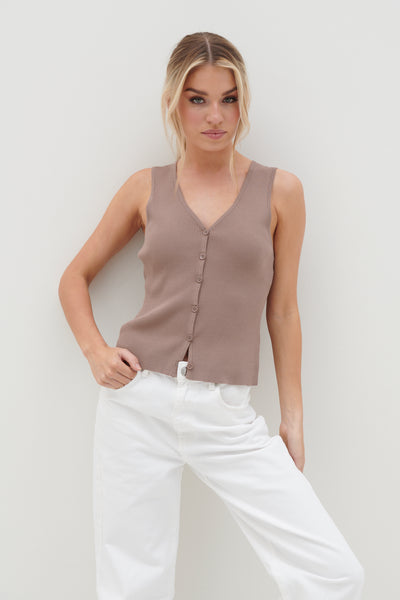 Casey Sleeveless Button Top - Cream curated on LTK