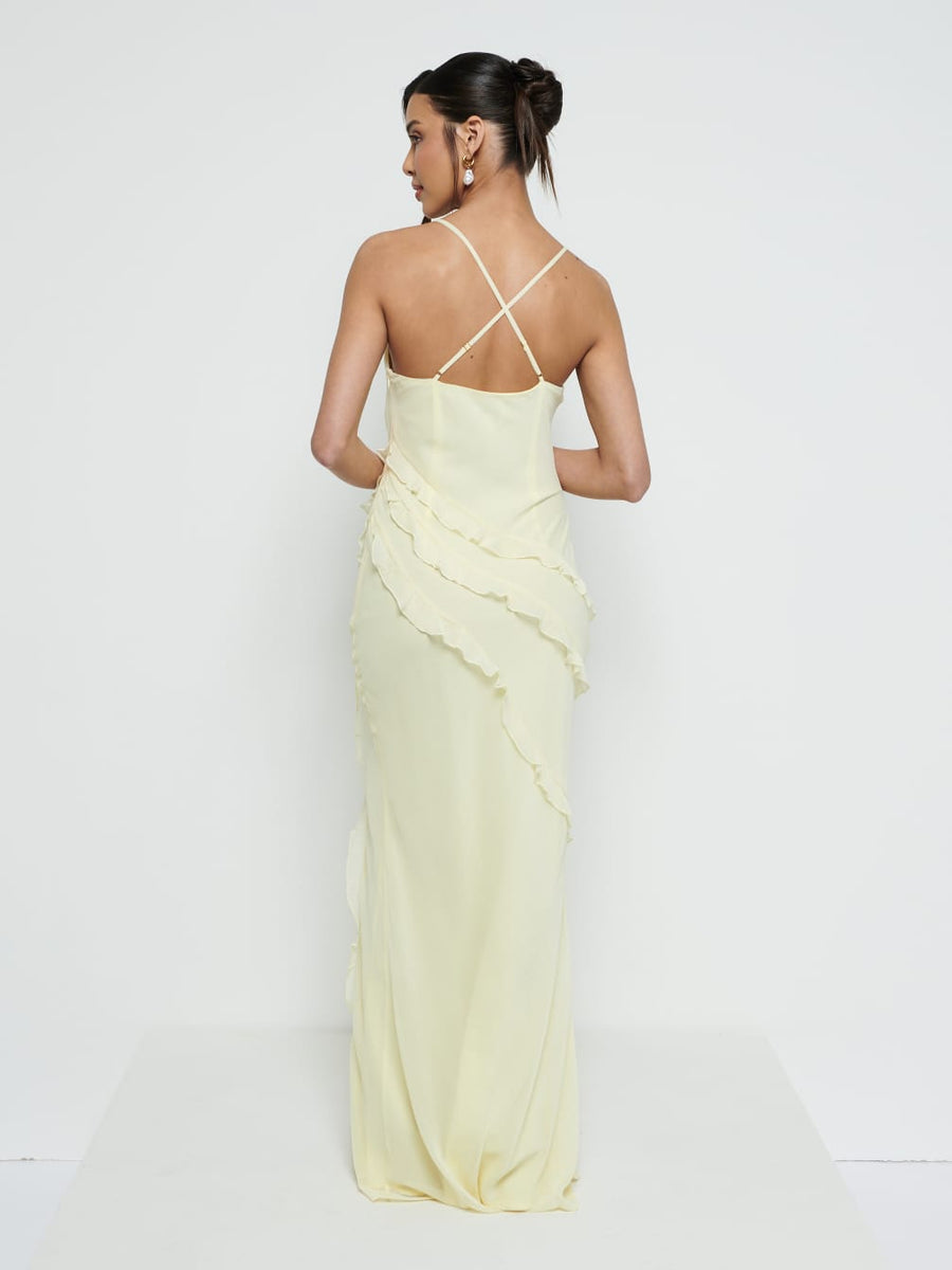 Constance Ruffle Chiffon Maxi Bridesmaid Dress