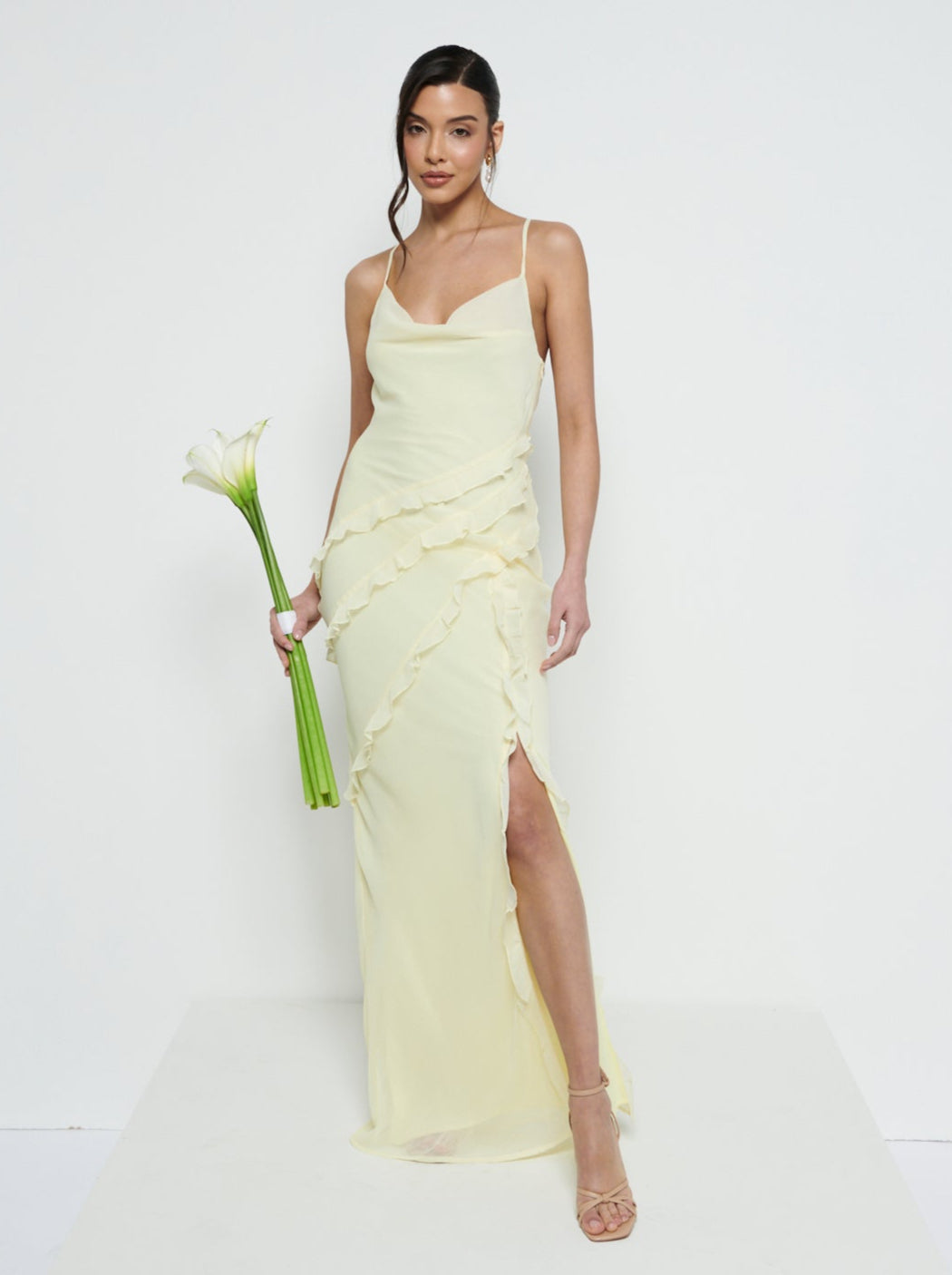Constance Ruffle Chiffon Maxi Bridesmaid Dress