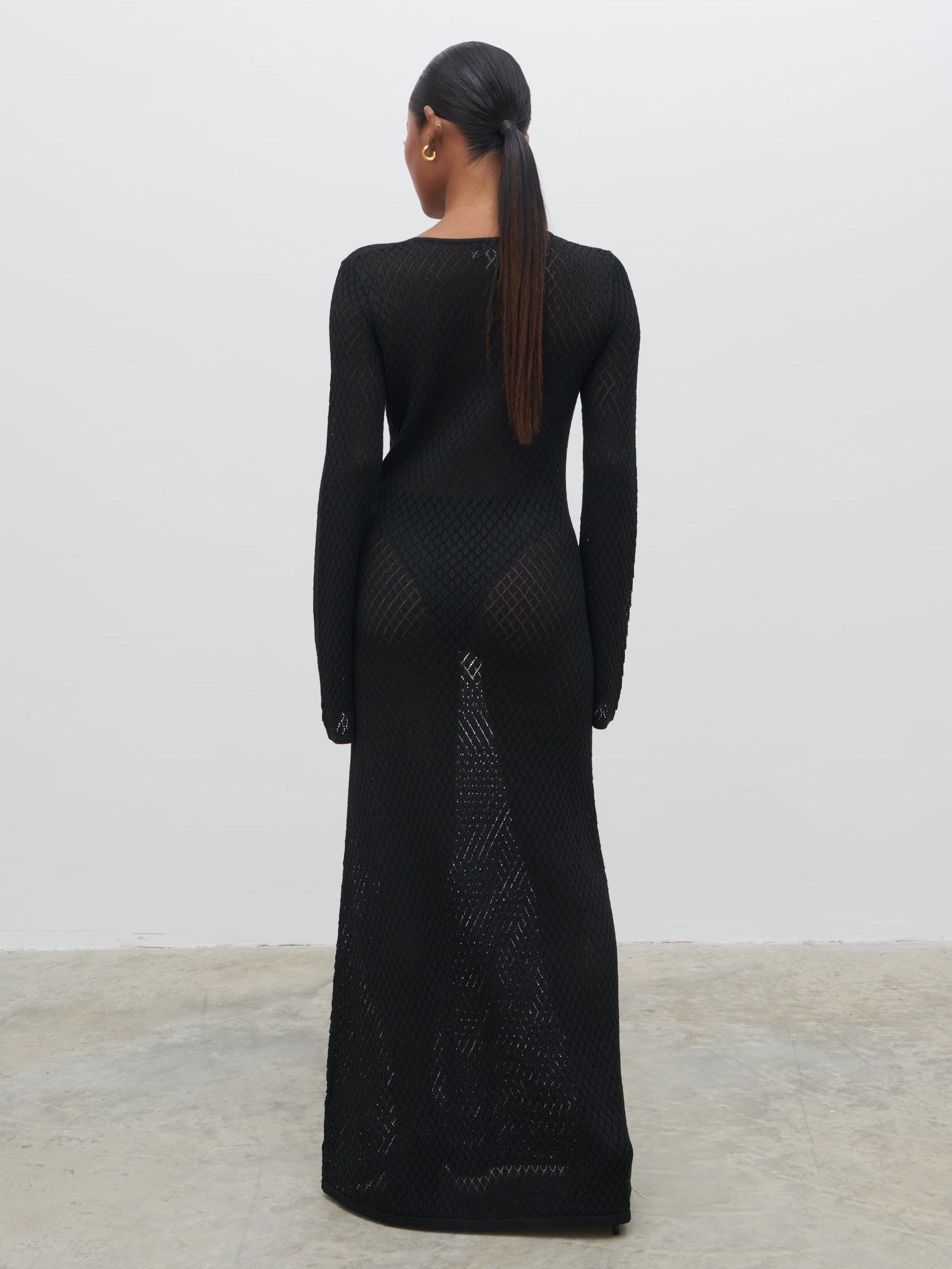 Croisette Knit Beaded Midaxi Dress - Black Pretty Lavish Croisette Knit Beaded Midaxi Dress - Black Pretty Lavish