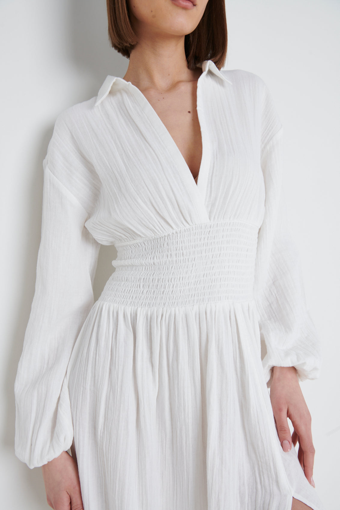 Loretta Shirred Midaxi Dress - White – Pretty Lavish
