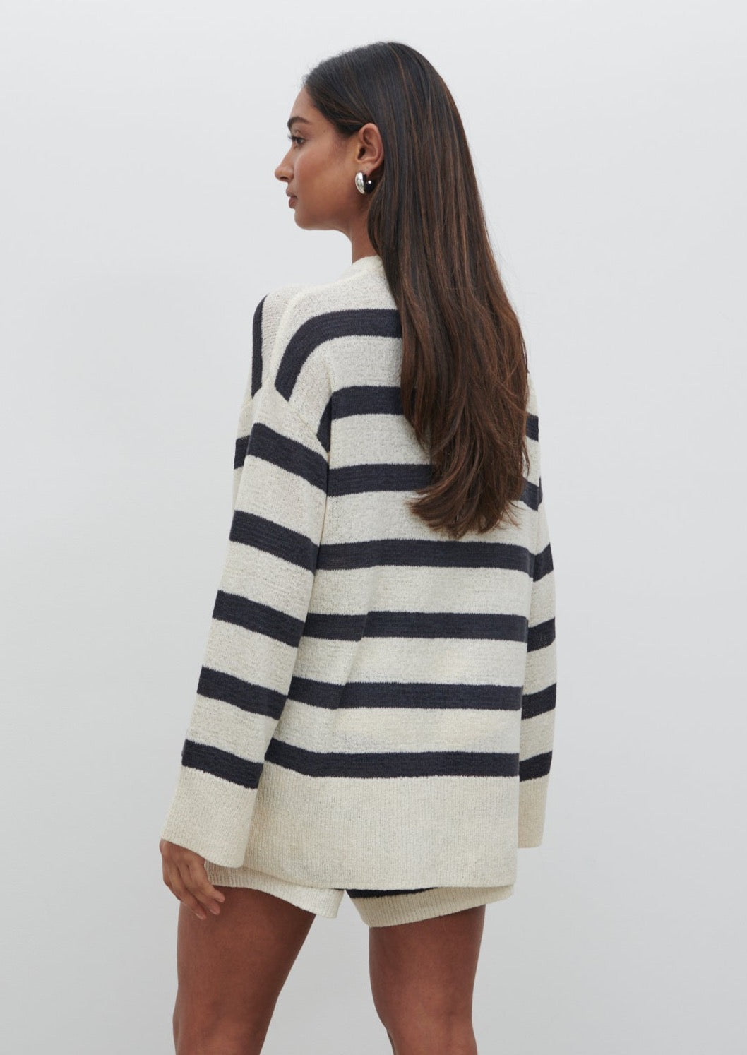 Dakota Stripe Knit Jumper - Cream and Navy