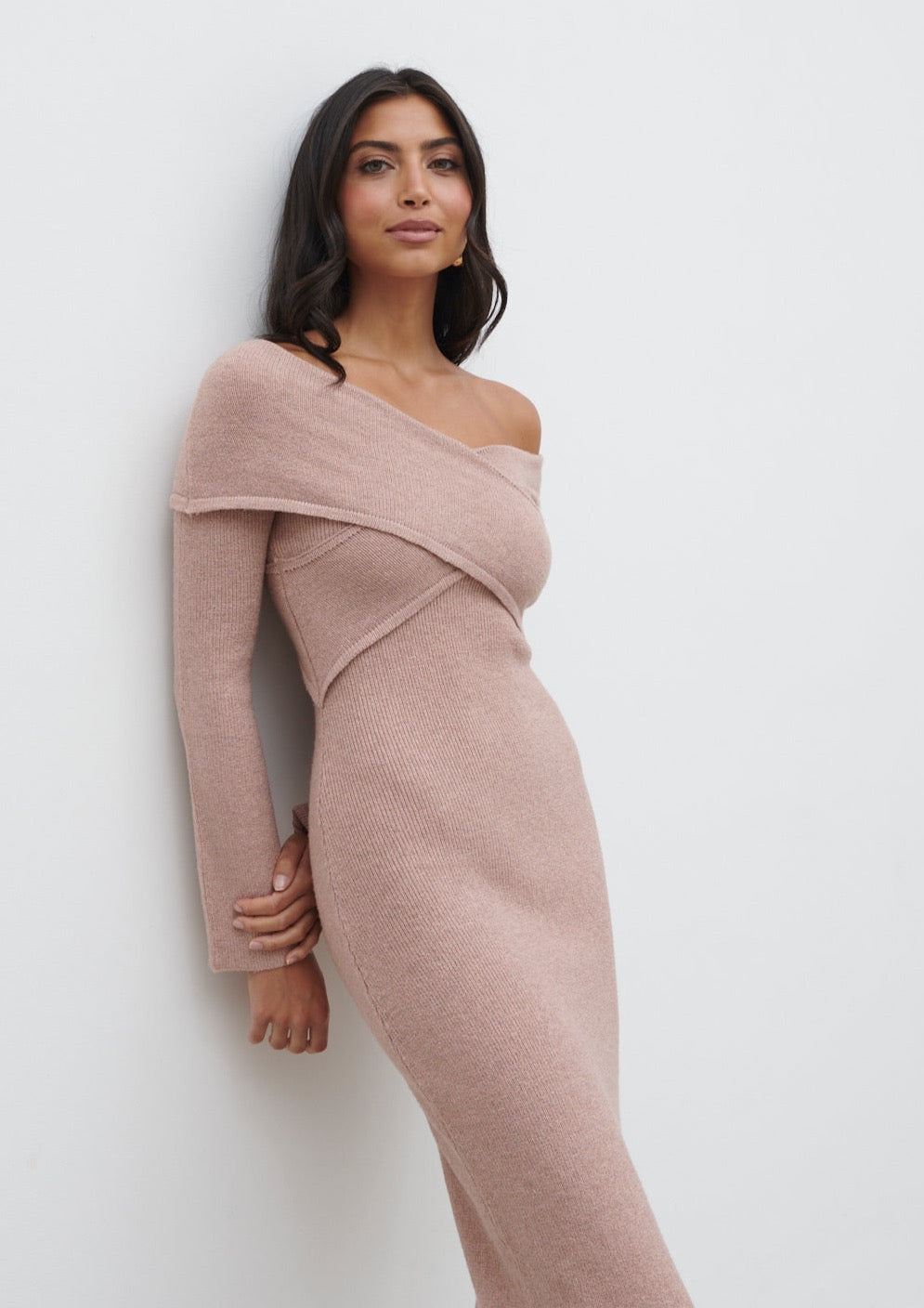 Danica Wrap Knit Midaxi Dress - Pink