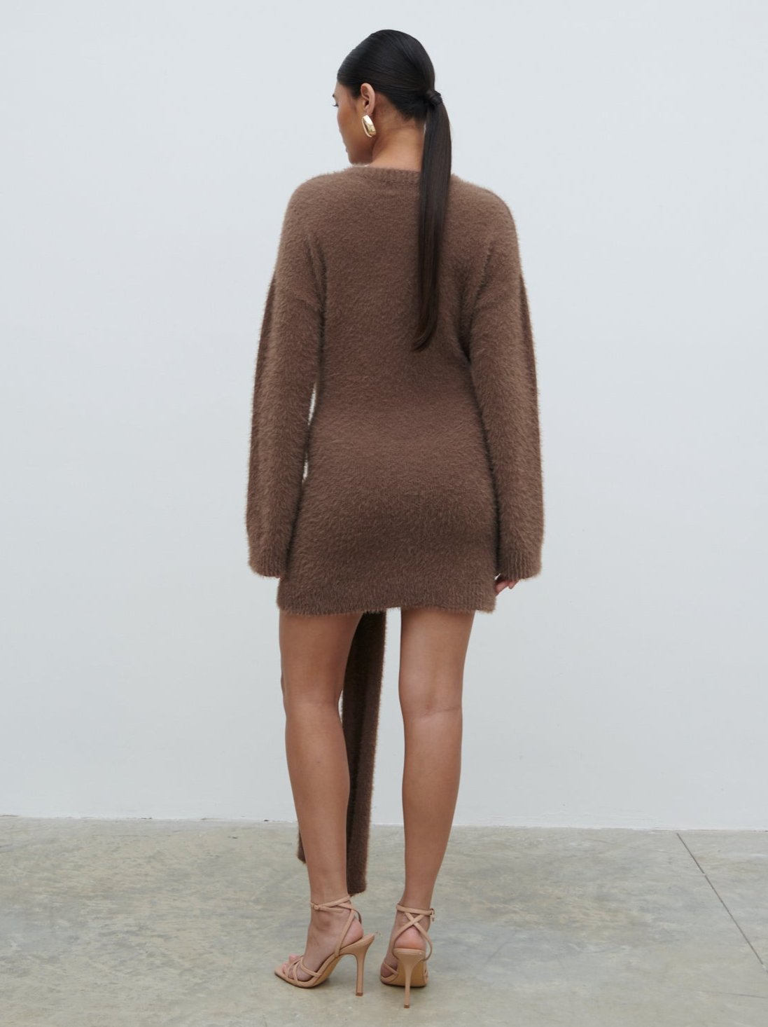 Darcey Sash Knit Mini Dress - Mushroom