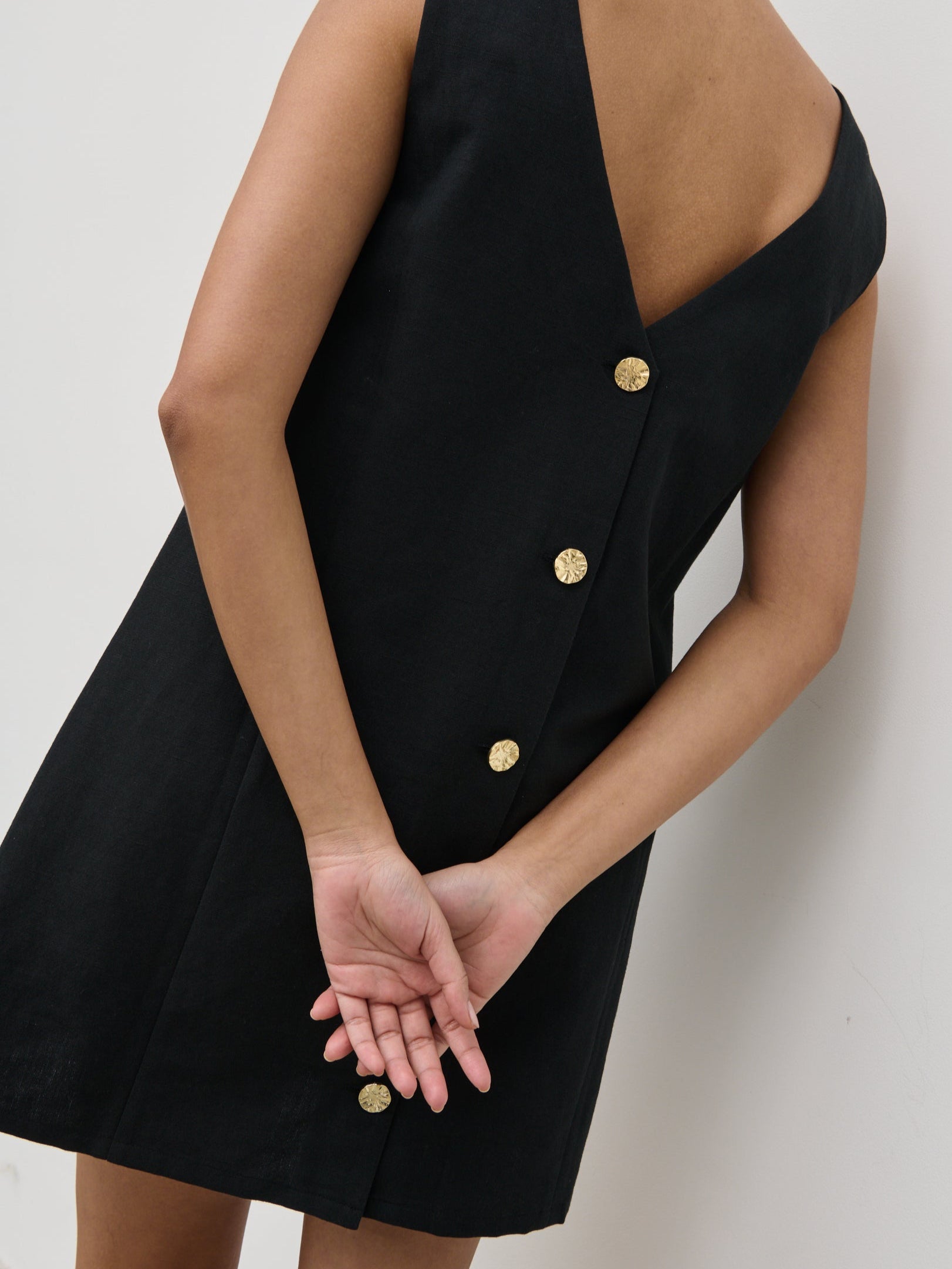 Darla Button Mini Dress - Black Pretty Lavish Darla Button Mini Dress - Black Pretty Lavish
