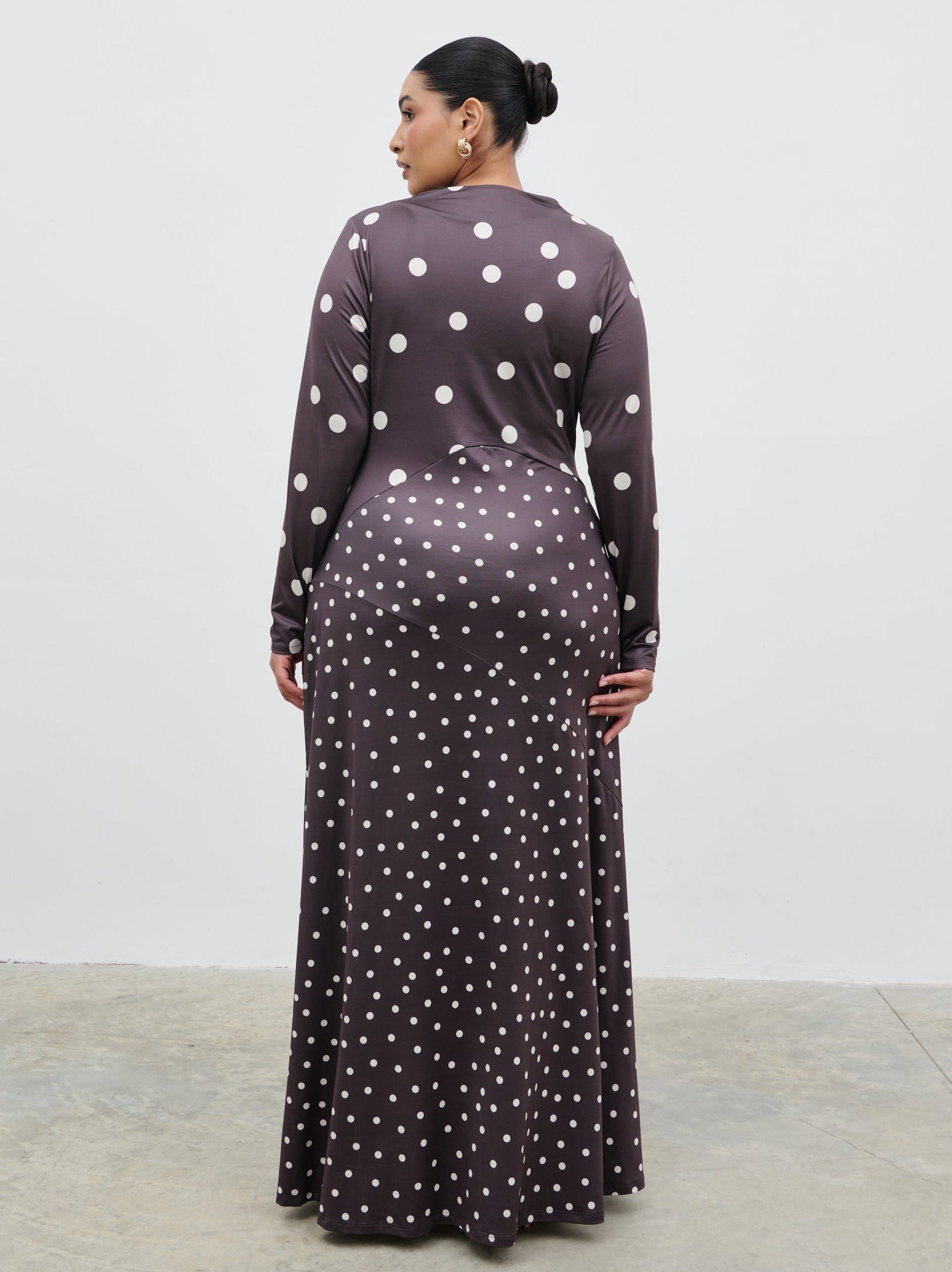 Delilah Asymmetric Maxi Jersey Dress Curve - Polka Dot Pretty Lavish Delilah Asymmetric Maxi Jersey Dress Curve - Polka Dot Pretty Lavish