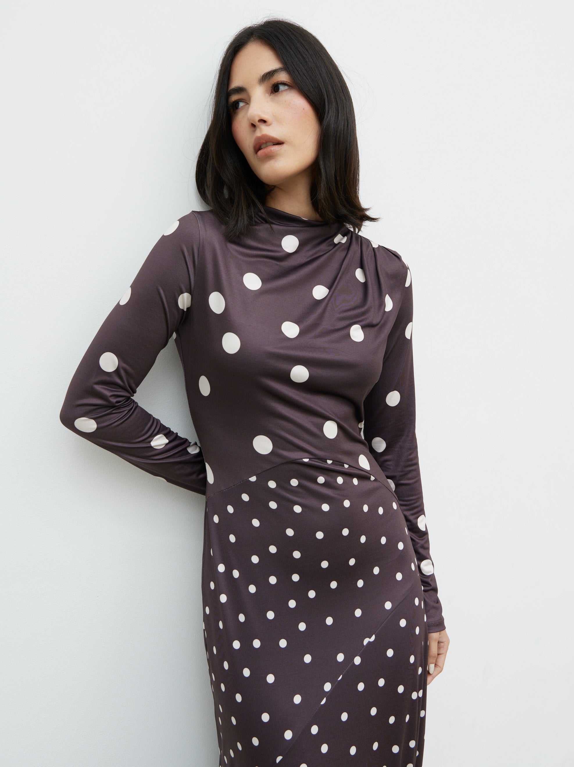 Delilah Asymmetric Maxi Jersey Dress - Polka Dot Delilah Asymmetric Maxi Jersey Dress - Polka Dot