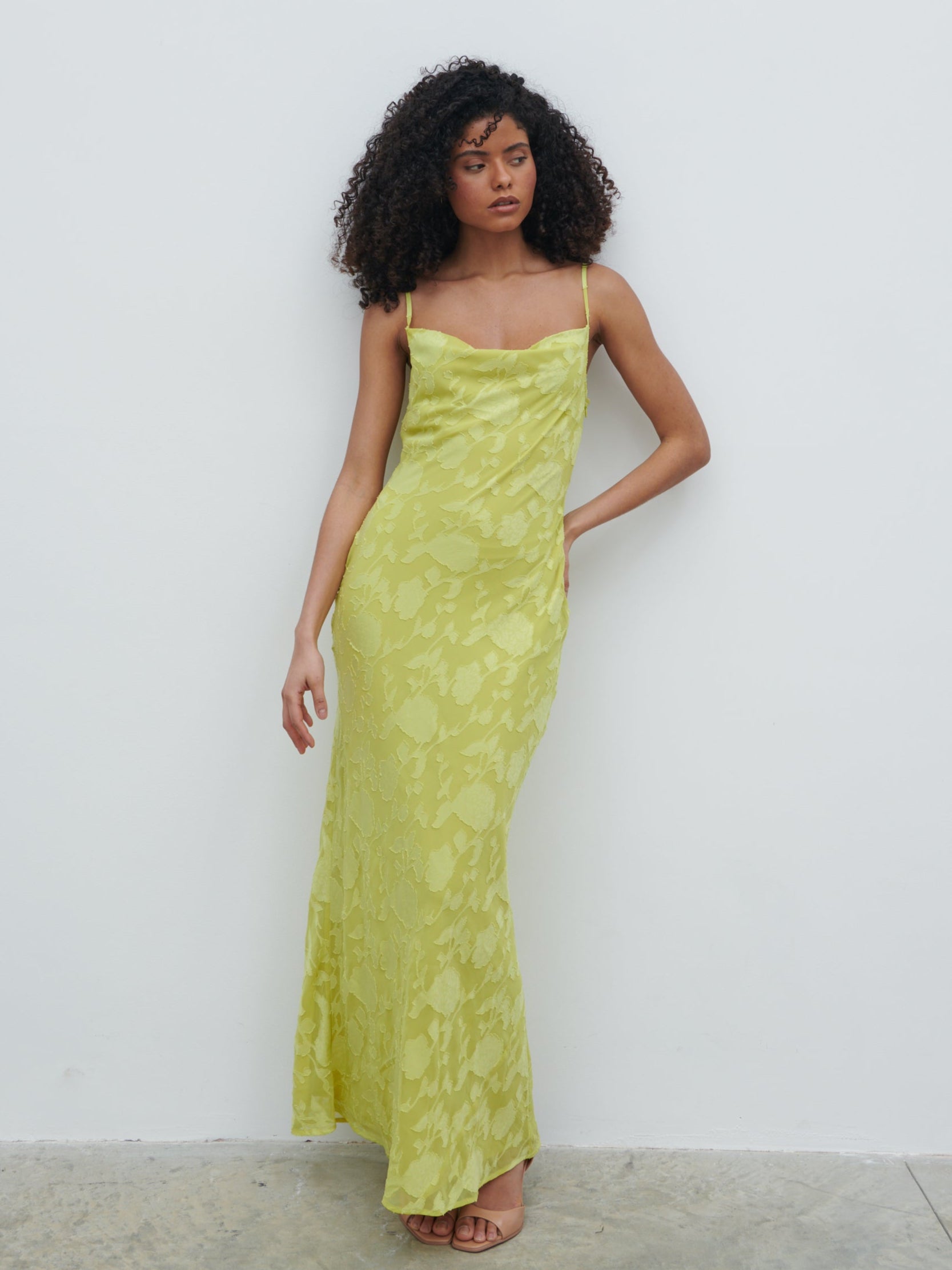 Eden Jacquard Maxi Dress - Chartreuse