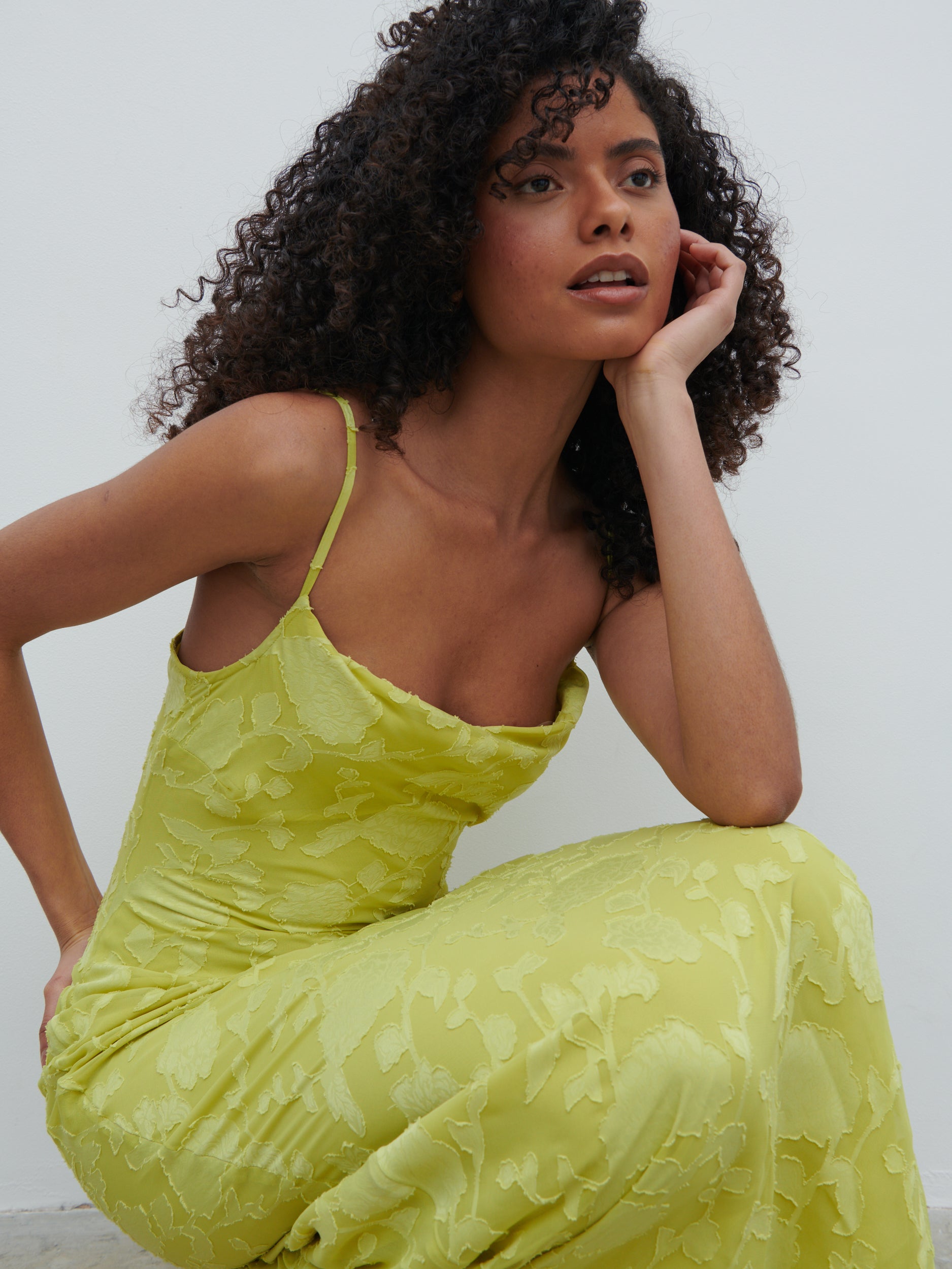 Eden Jacquard Maxi Dress - Chartreuse