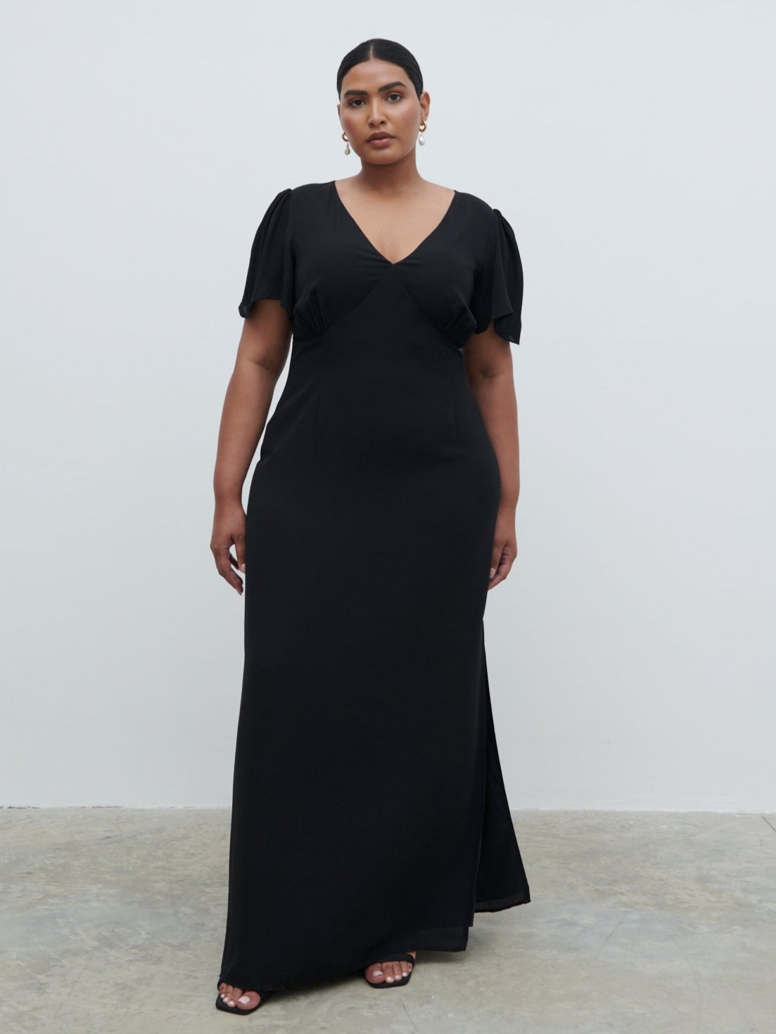 Edie Chiffon Maxi Bridesmaid Dress Curve - Black Pretty Lavish Edie Chiffon Maxi Bridesmaid Dress Curve - Black Pretty Lavish