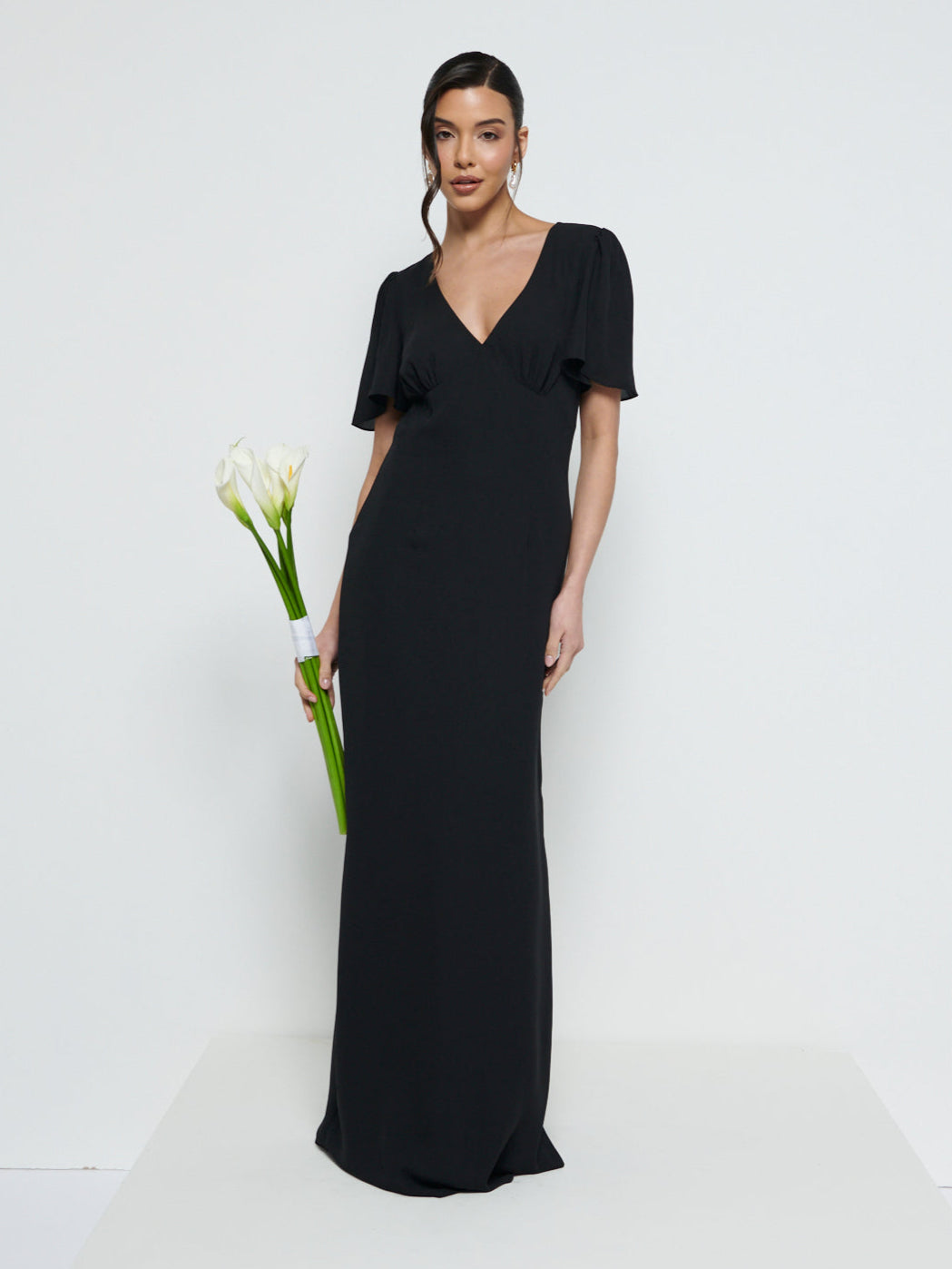 Edie Chiffon Maxi Bridesmaid Dress - Black