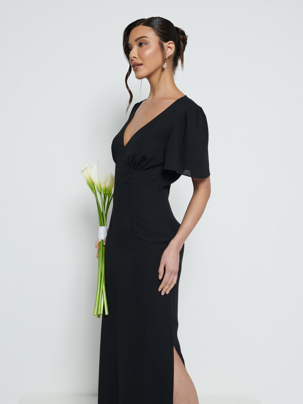 Edie Chiffon Maxi Bridesmaid Dress - Black